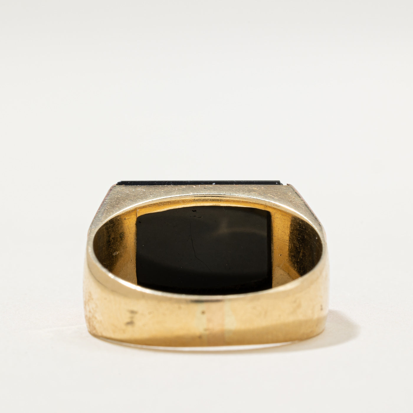 14K Gold Onyx Grooved Signet Ring for Men - 3.00ct Genuine Black Onyx Stone - Size 10.25 - Luxury Statement Jewelry for Weddings, Gifts & Formal Occasions