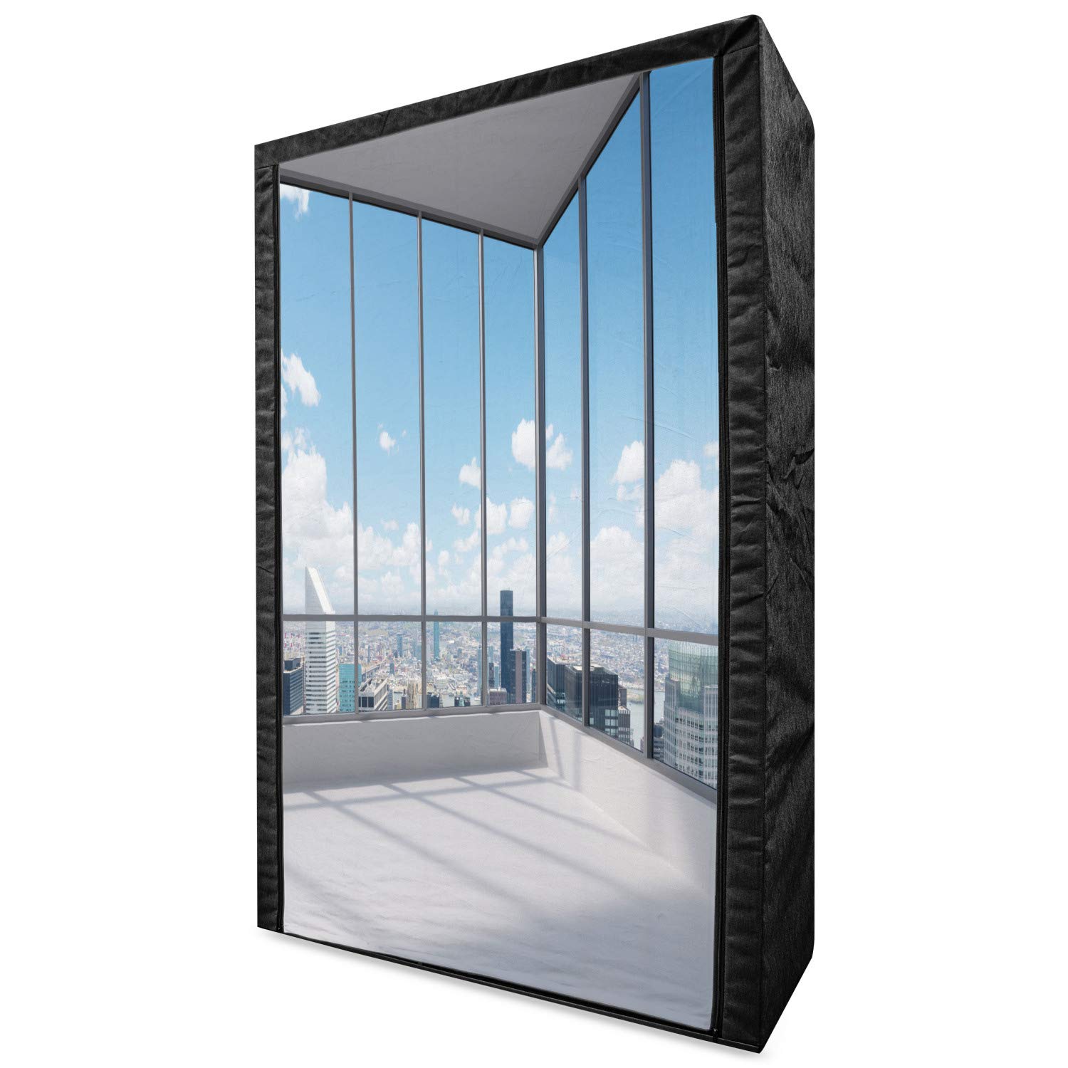 Ambesonne Modern Portable Fabric Wardrobe with Cityscape Office Print - 42.5