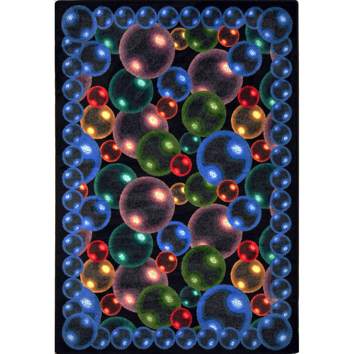 Joy Carpets Kaleidoscope Bubbles Whimsical Area Rugs - Colorful Rainbow Design for Kids Room, Playroom & Nursery Decor | Soft Non-Slip Rug for Home, Bedroom & Dorm