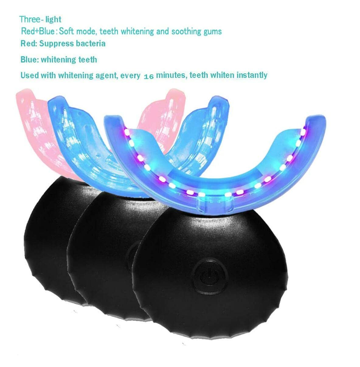 32 LED Teeth Whitening Accelerator Light with Cold & Red Light Therapy - Professional Teeth Whitening Kit with Built-in 16 Minute Timer (Black) - Perfect for Home Use, Travel, and Dental Care Routine