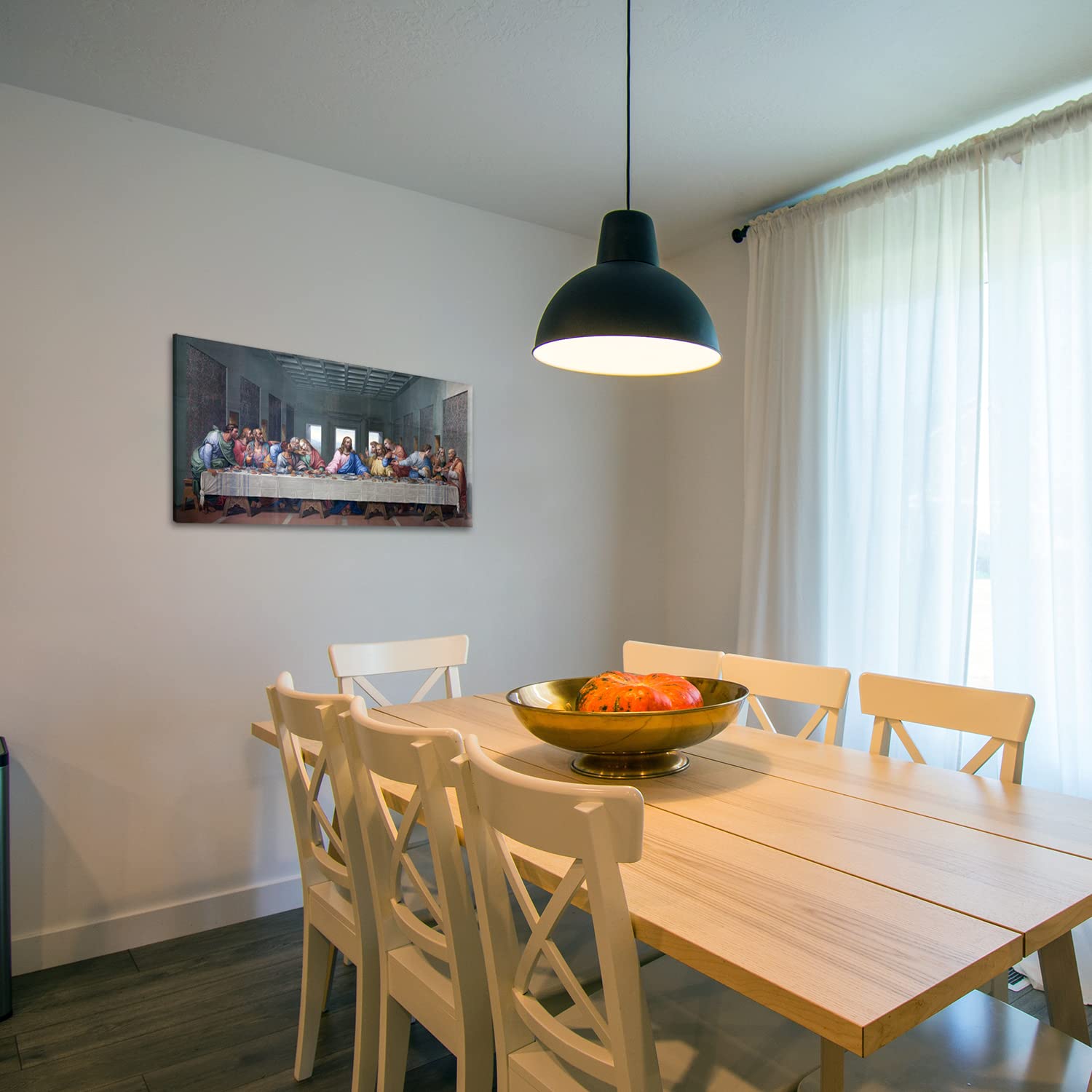 Jesus Christ Canvas Wall Art - The Last Supper by Leonardo Da Vinci, Famous Religious Painting Reproduction, Large Stretched Canvas for Dining Room, Kitchen & Living Room Decor - Perfect for Home, Church and Office Wall Decor