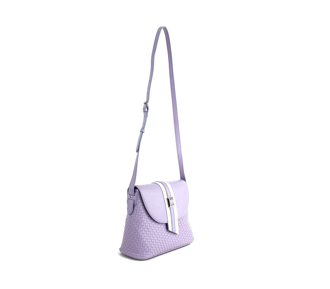 Kate Vegan Leather Basket Weave Crossbody Bag for Women - Stylish Lilac Purse for Everyday Use, Work, Travel and Shopping