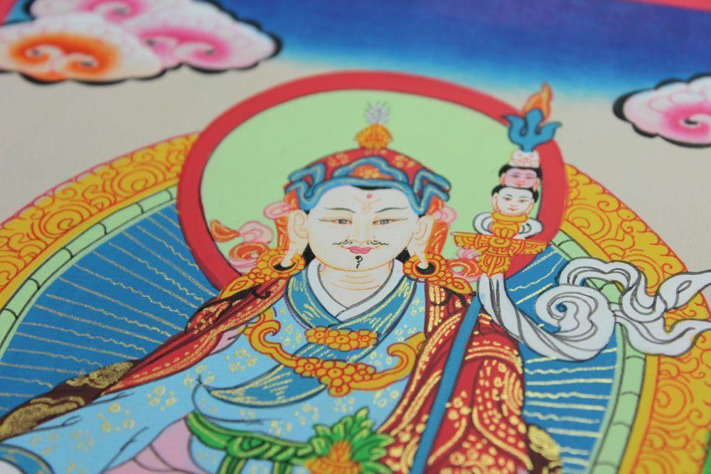Authentic Guru Rinpoche Thangka Painting - Handmade Tibetan Buddhist Wall Art for Meditation & Spiritual Decor | Perfect for Home Altar, Yoga Studio & Sacred Spaces