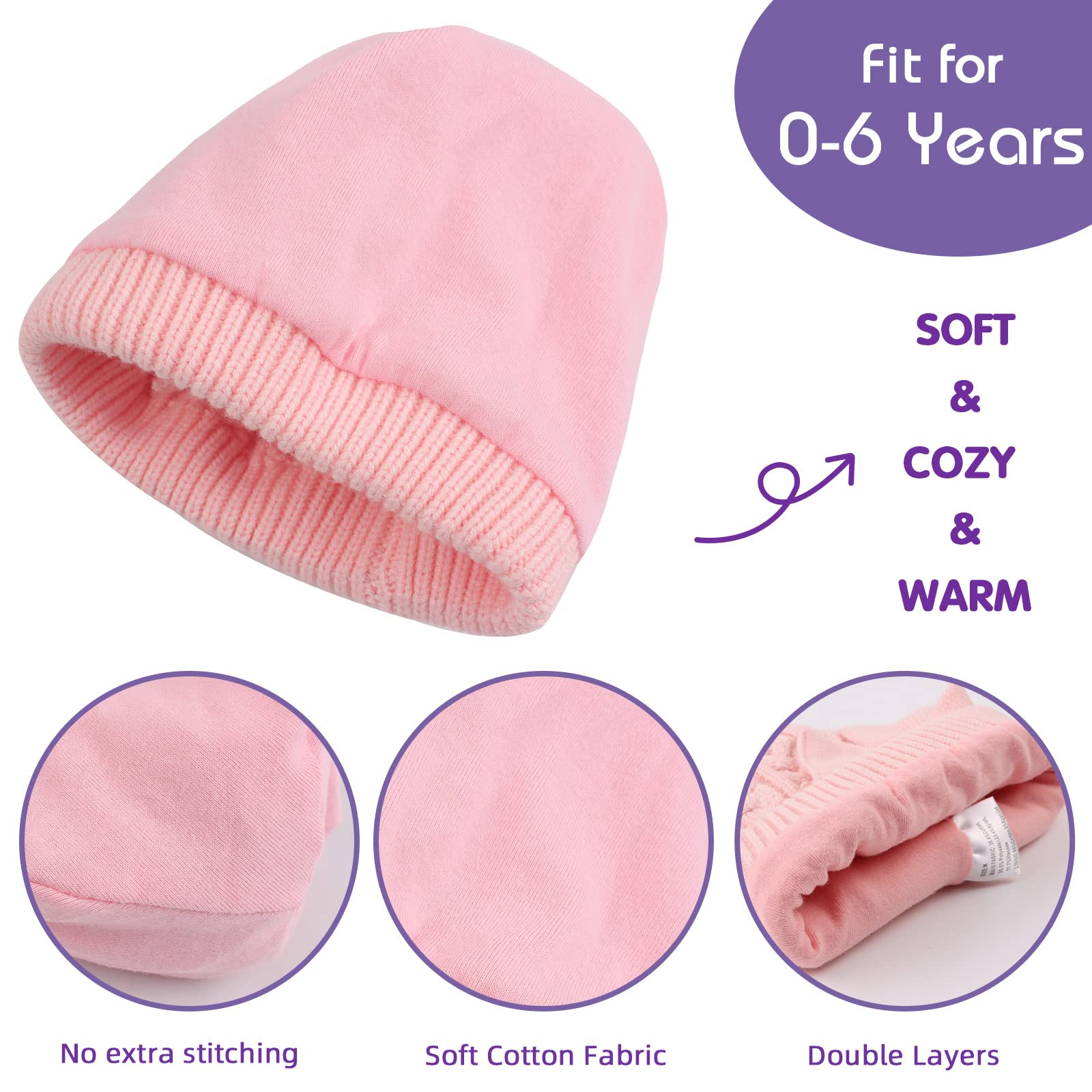 Zsedrut Baby Girls Knit Hats - Soft Winter Beanie with Bow for Toddler & Infant - Warm & Cute Headwear for Newborn to 24 Months - Perfect for Outdoor Play, Winter Walks & Photoshoots