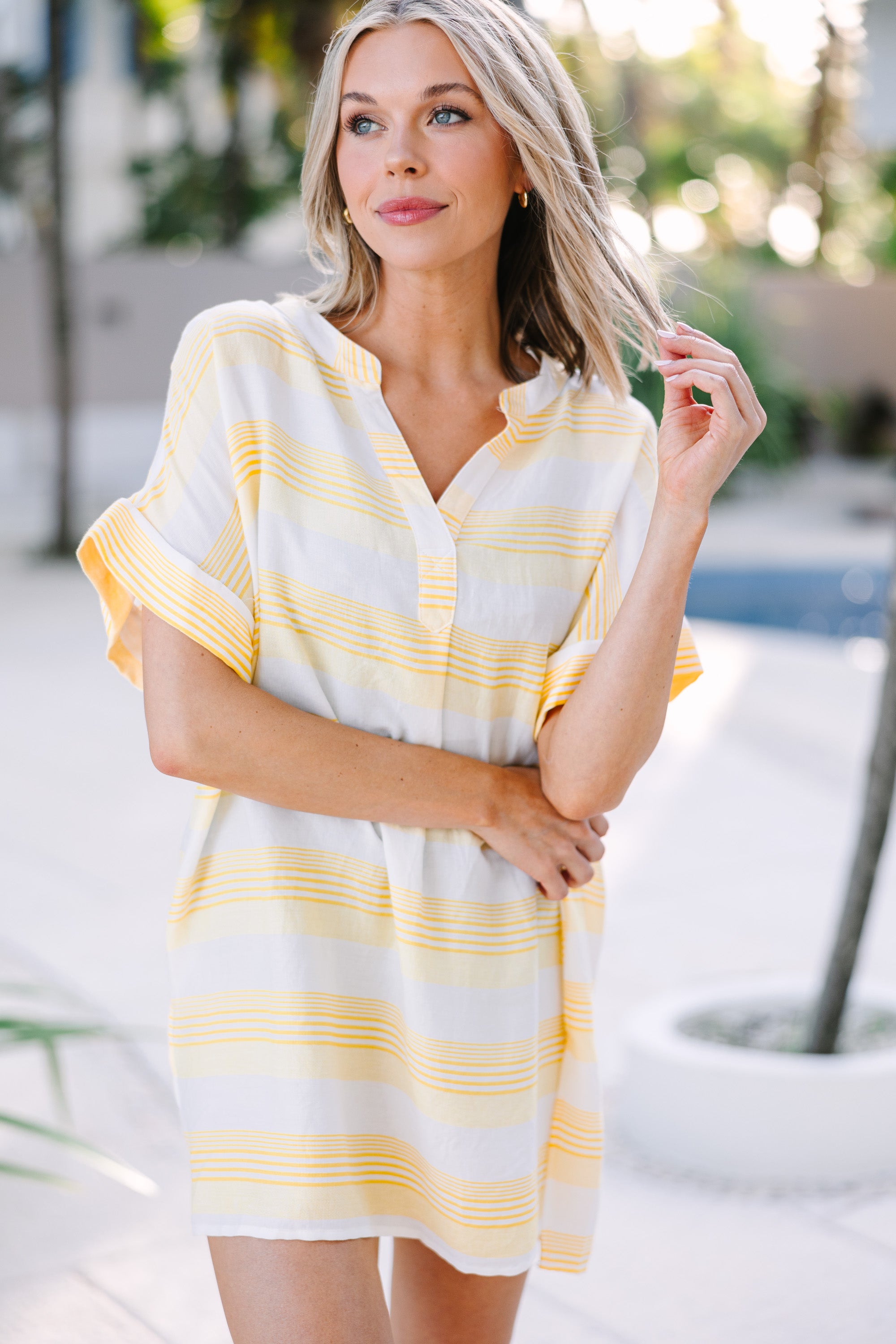 Yellow Striped Cover Up - Follow The Rules Beach Dress for Women | Perfect for Poolside, Vacation & Summer Outfits