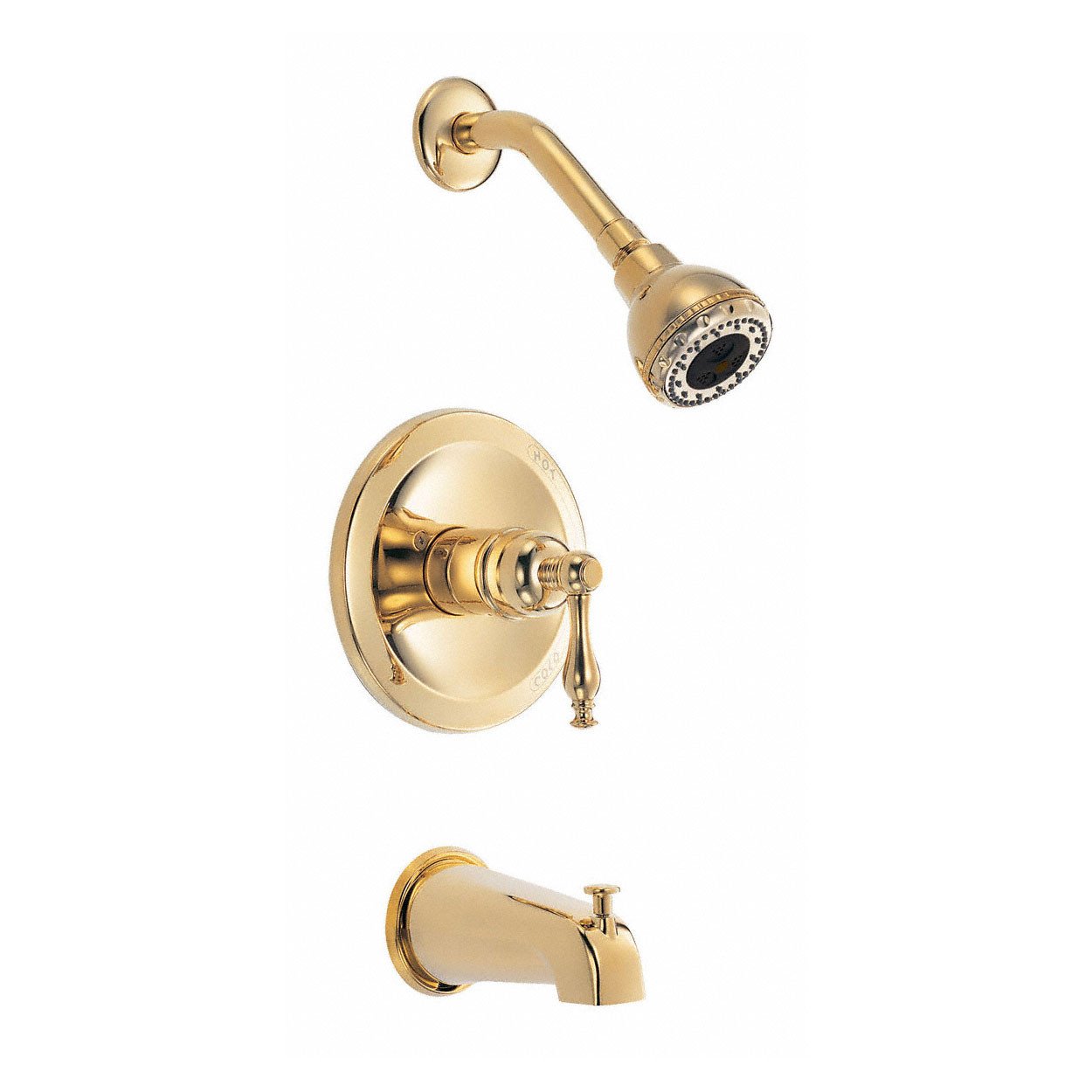 Danze Sheridan Polished Brass Single Handle Tub and Shower Combination Faucet with Rough-in Valve - Perfect for Bathroom Renovation & Modern Home Upgrade