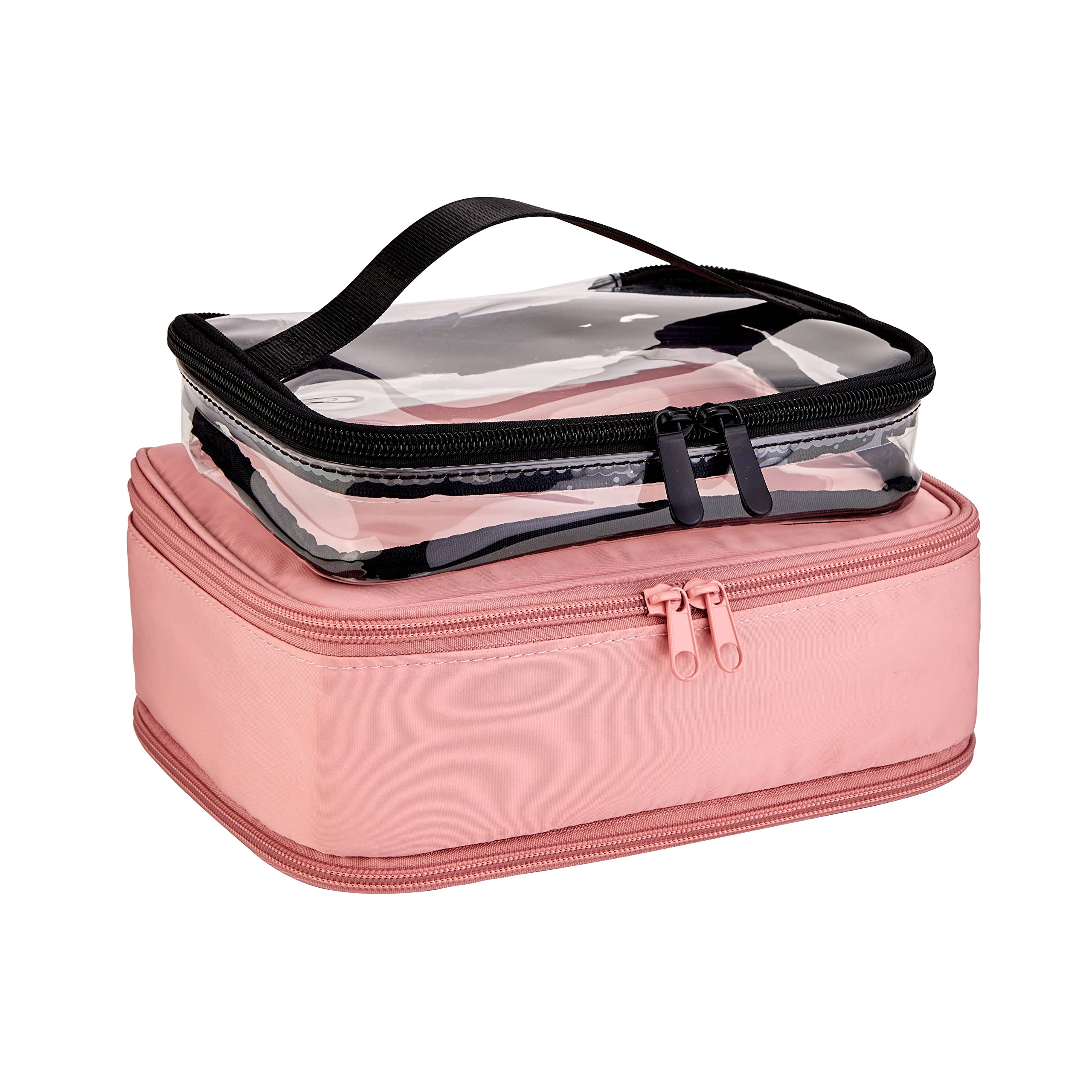 JJ Power Waterproof Makeup Bag Travel Cosmetic Organizer with Toiletry Pouch - Pink Cosmetic Case for Women | Perfect for Travel, Gym & Daily Essentials Storage
