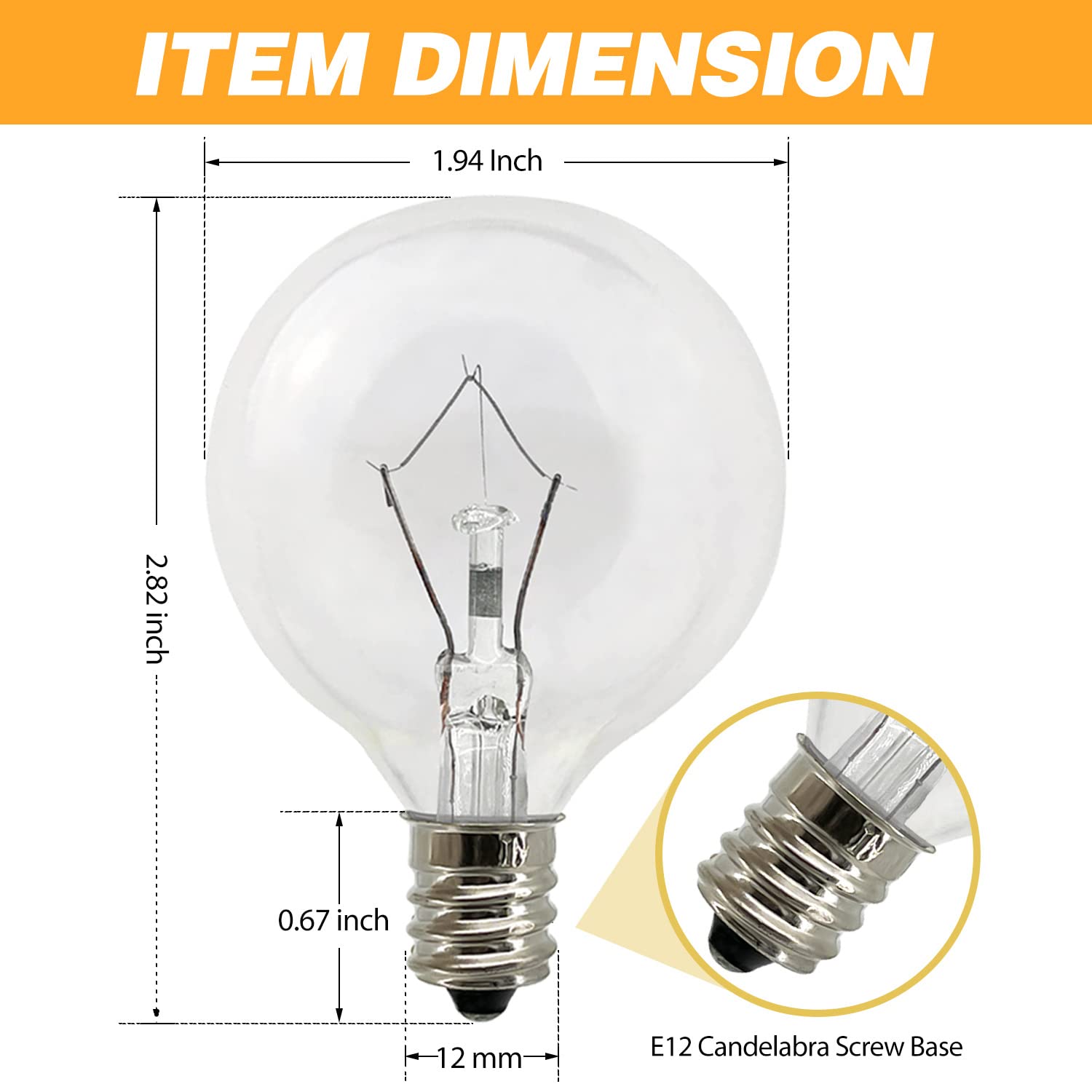 6 Pack G50 25W E12 Base Wax Warmer Bulbs - Clear G16.5 Globe Light Bulbs for Full Size Scentsy Warmers & Candle Wax Warmers | 120V Long Lifespan Bulbs | Perfect for Home Aromatherapy, Spa Relaxation & Holiday Decorations