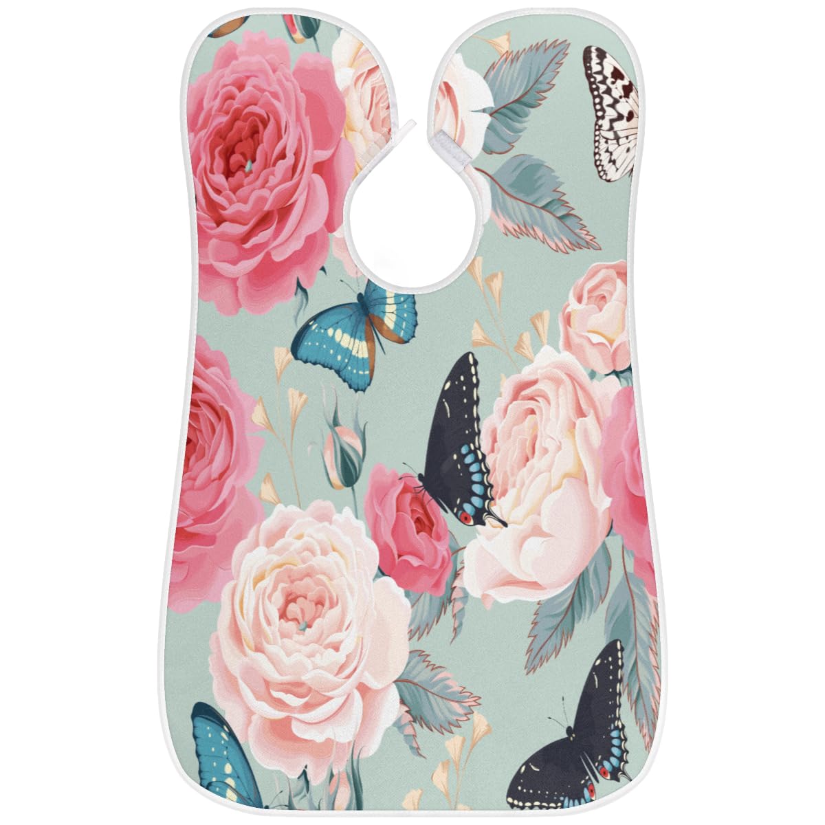 Non-Stick Beard Bib for Men with Suction Cups - Peony Roses Butterfly Design Shaving Apron, Grooming Cape & Hair Catcher - Perfect Birthday Gift for Husband & Dad - Ideal for Home Barbering & DIY Grooming