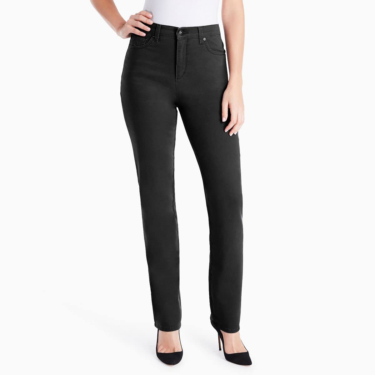 Gloria Vanderbilt Women's Amanda High Rise Tapered Mom Jeans - Classic Denim Pants in Black, Size 10 Long | Comfortable & Stylish for Casual Wear, Work & Everyday Outfits