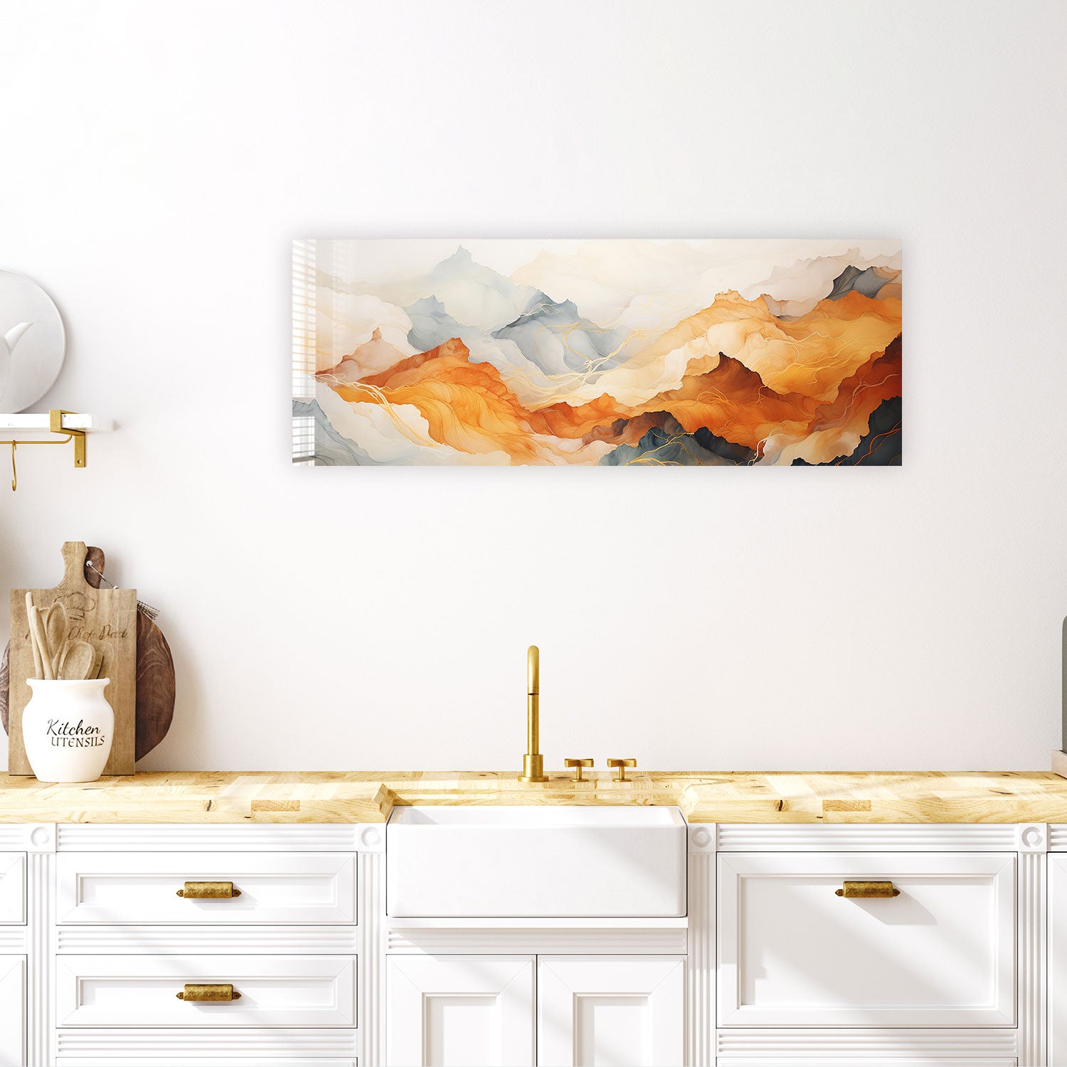 Abstract Mountains Panoramic Wall Art - Modern Landscape Canvas Print for Home & Office Decor - Perfect for Living Room, Bedroom, or Office Spaces