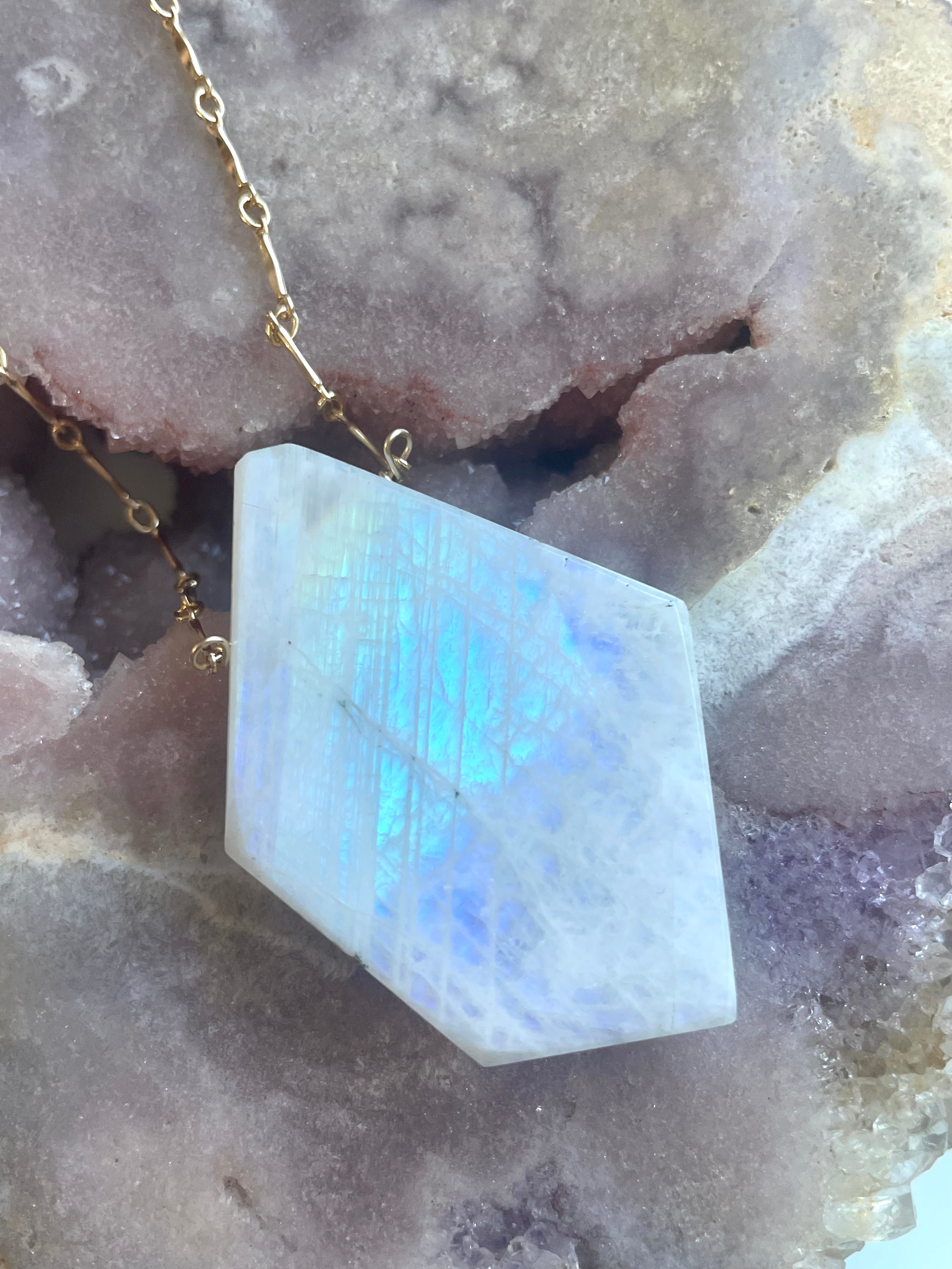 Moonstone Pendant Statement Necklace - 14K Gold Filled Boho Jewelry for Women | Perfect for Weddings, Parties & Everyday Wear