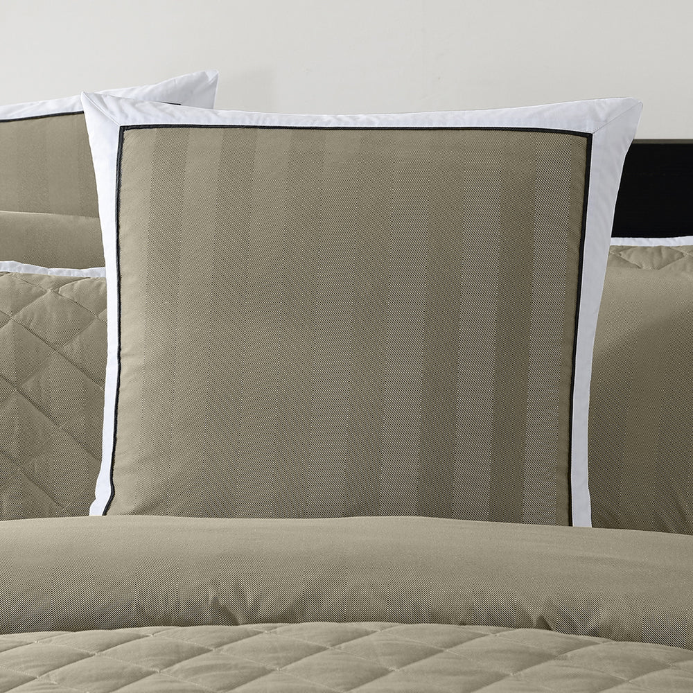 Premium Essex Olive European Pillowcase - 100% Cotton Luxury Bedding for Home Decor & Comfort - Perfect for Master Bedroom, Guest Room & Hotel Styling