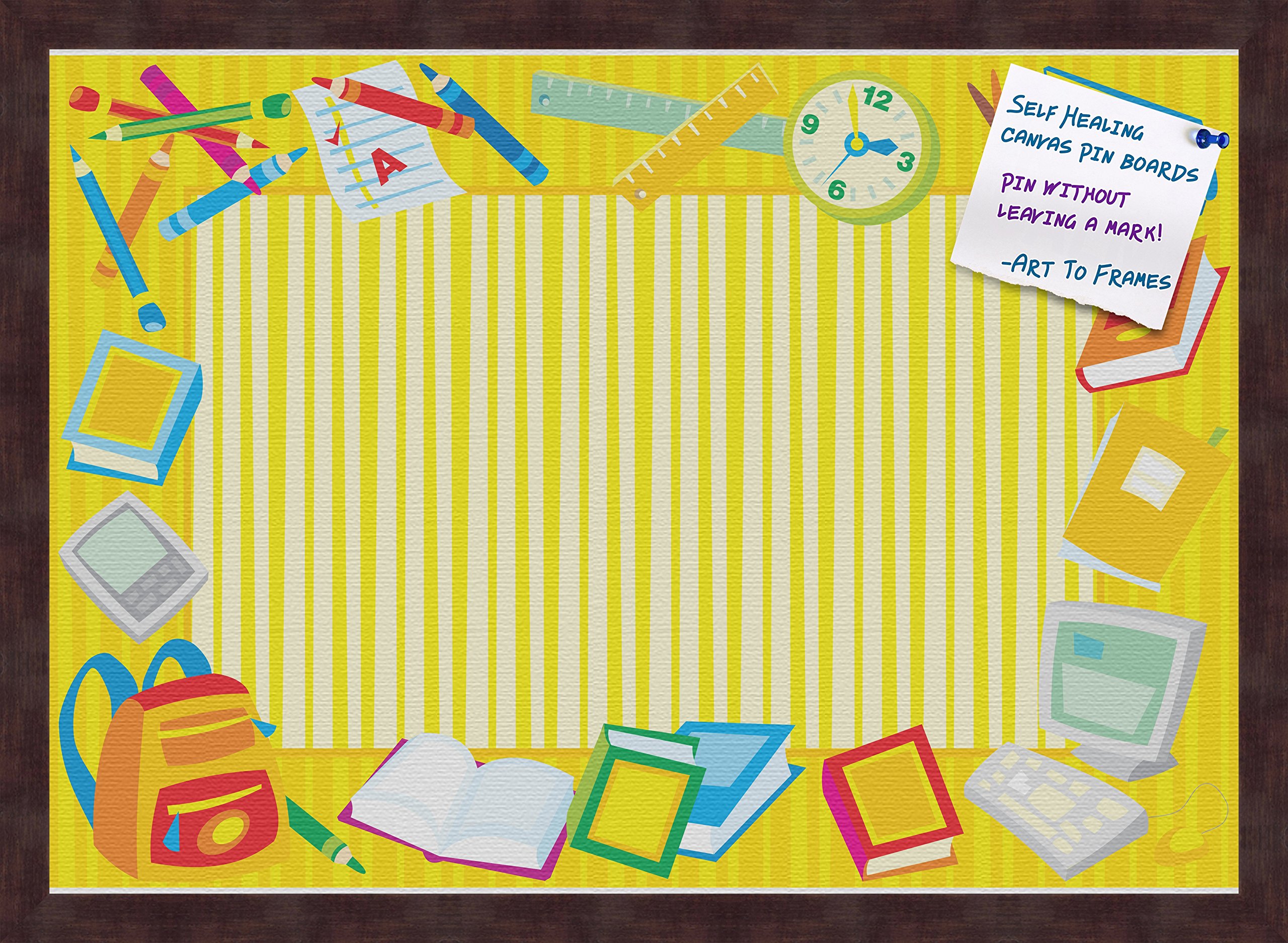 PinPix Decorative Cork Bulletin Board - 24x34 Inch Self-Healing Canvas Memo Board with Coffee Frame, Yellow School & Office Supplies (WOM1343) - Perfect for Classroom, Home Office, Dorm Room & Kitchen Organization