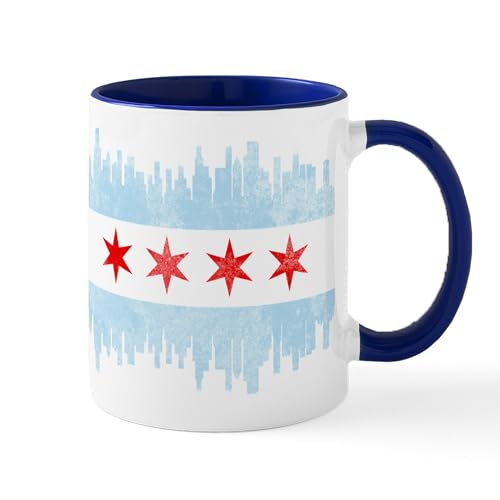 White/Navy Inside - Chicago Skyline Flag Mugs
