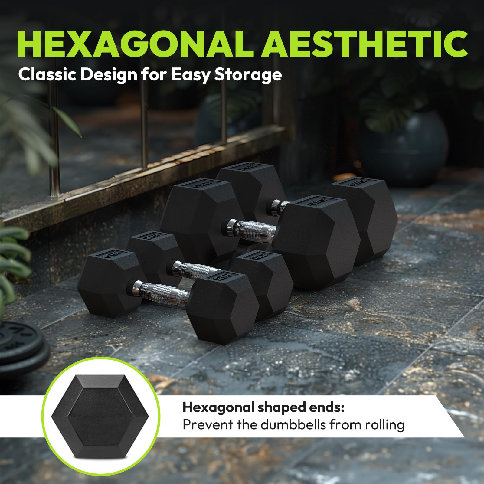 Hex Dumbbell Set 2.5-400 lb - Rubber Encased Exercise Dumbbells for Strength Training & Fitness - Pair of Hand Weights for Home Gym, CrossFit, and Weightlifting Workouts