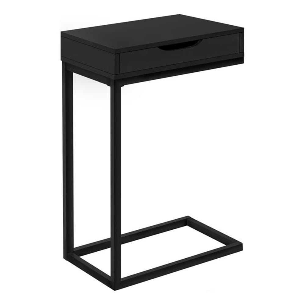 Home Square 1 Drawer Metal Accent Table - Black Finish Nightstand (Set of 2) for Bedroom, Living Room & Office Decor