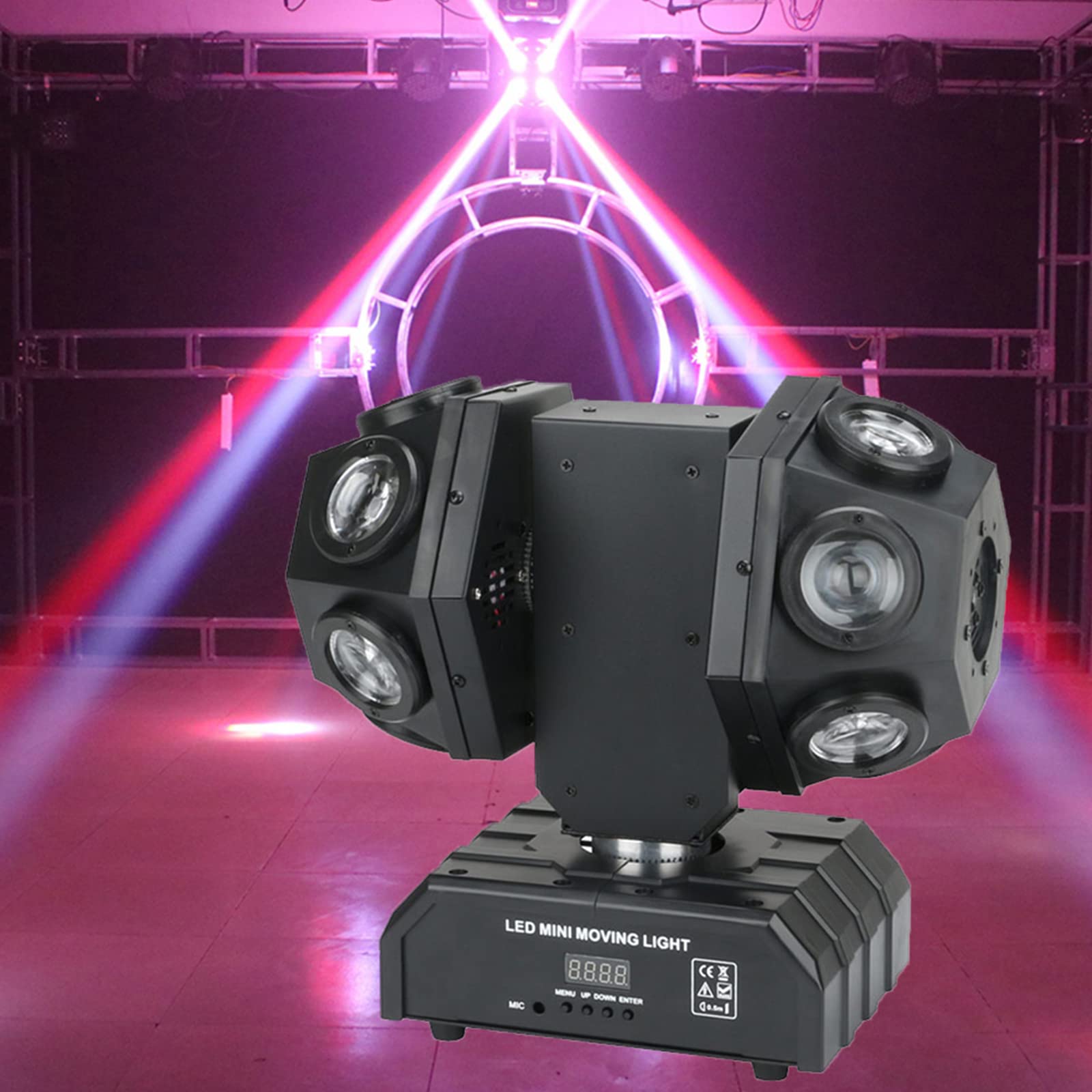 12 LED Moving Head DJ Light - Rotating Beam Stage Lighting with Sound Activation & DMX512 Control - Perfect for DJ, KTV, Disco, Wedding, Festival & Club Events - Professional Uplighting & Pinspot Effects