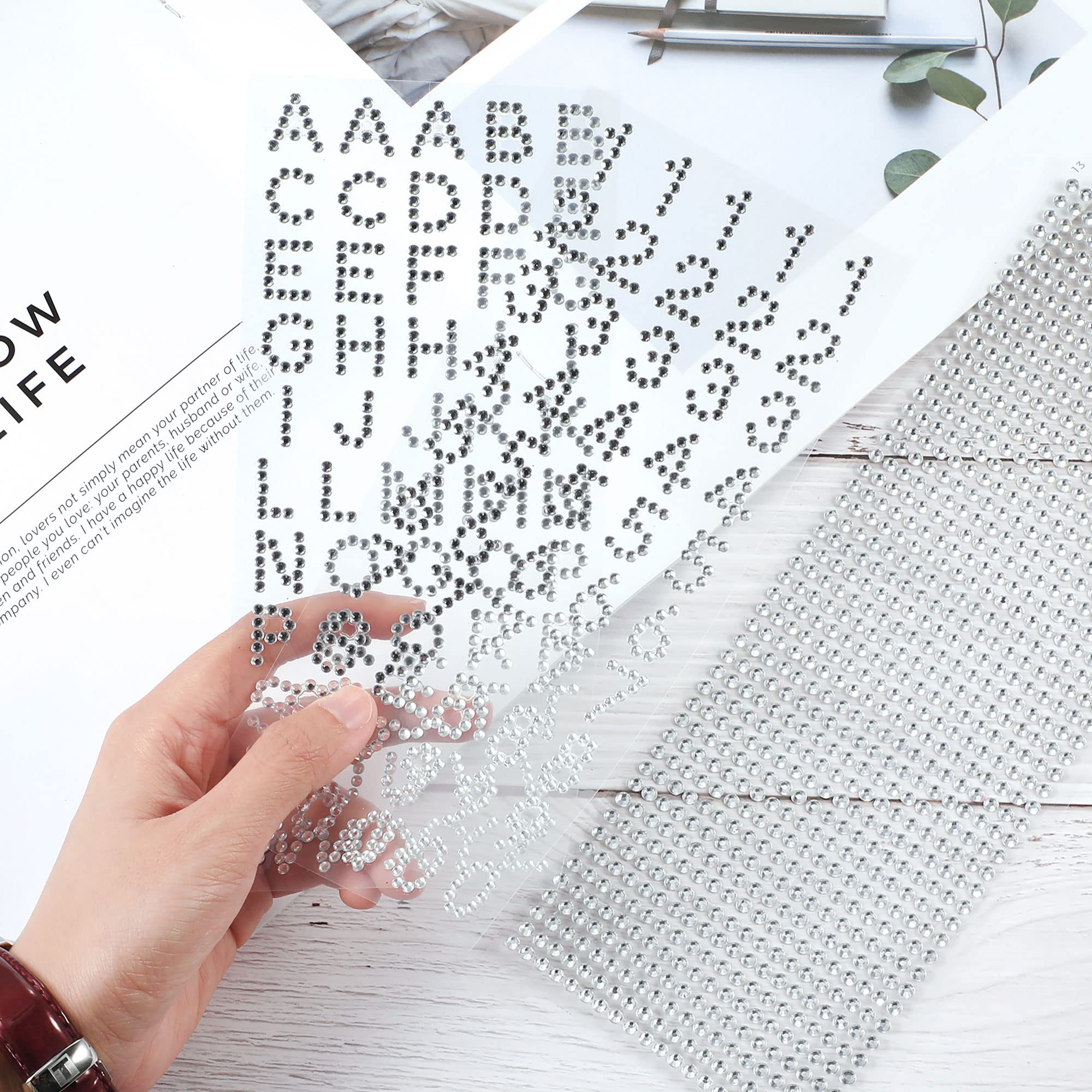 Blulu Graduation Cap Decoration Kit - Glitter Alphabet Letter Stickers & Gemstone Border Stickers for DIY Graduation Caps, Scrapbooking & Craft Projects (Silver) | Perfect for High School, College Commencement & Party Decorations