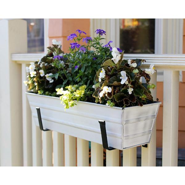 Galvanized Steel Flower Box Planter - Rustproof Outdoor Garden Container for Plants, Flowers & Herbs - Perfect for Patio, Balcony & Window Sill Decor