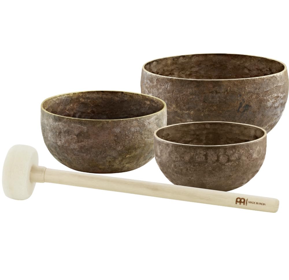 3 Piece Bronze Singing Bowl Set with Felt Rings & Covers - Handcrafted in India for Meditation, Yoga, ASMR & Sound Therapy | Premium Quality Tibetan Singing Bowls for Relaxation, Mindfulness & Healing | 2-Year Warranty | Perfect for Home, Studio & Spiritual Practices