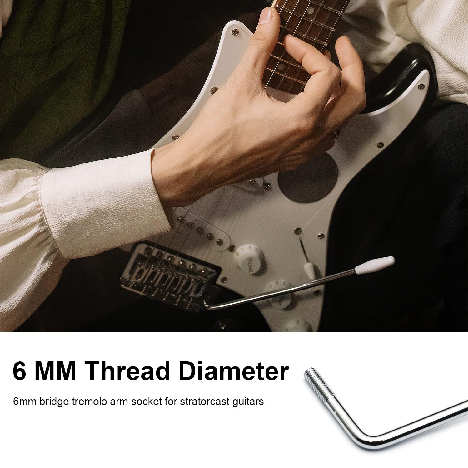 6mm Thread Tremolo Arm for Stratocaster - Chrome Metal Whammy Bar with Tip - Replacement Part for Electric Guitar Tremolo System - Perfect for Rock, Blues & Live Performances