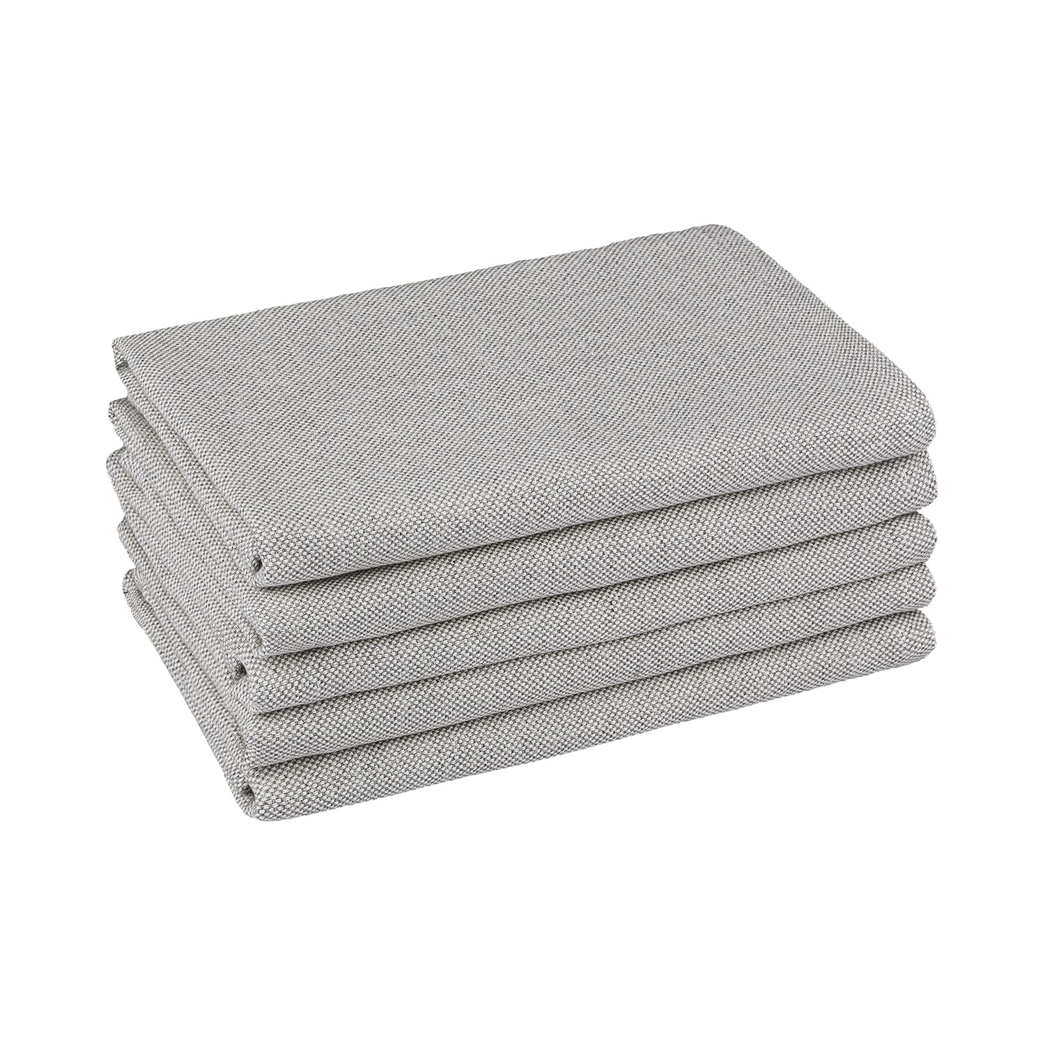Premium Cotton Dish Towels - 5-Pack Grey Absorbent Kitchen Towels for Drying Dishes & Bar Use