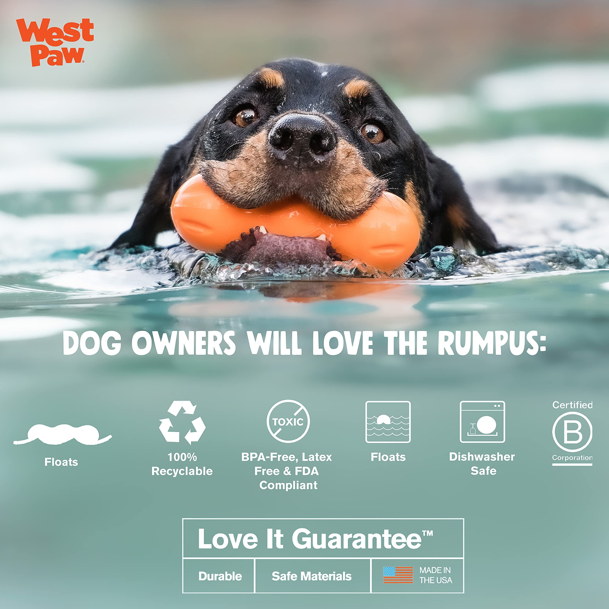 Zogoflex Rumpus Dog Chew Toy - Durable, Floatable for Fetch & Swimming - Aqua Blue