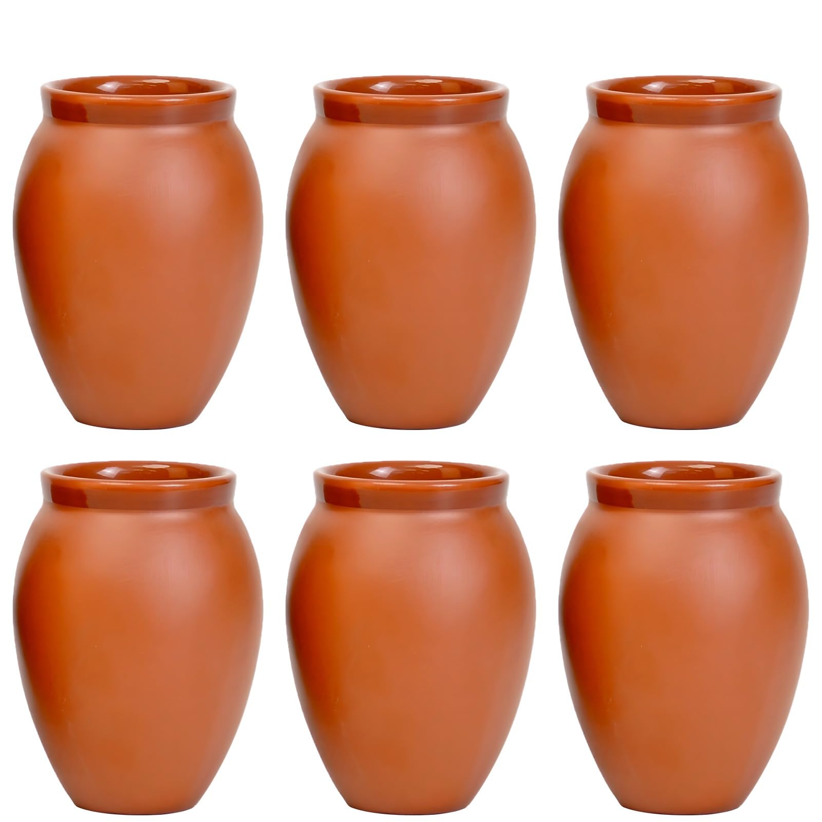 6 PCS Mexican Red Clay Drinking Cups - 12oz Cantaritos de Barro for Tequila, Margaritas, Mojitos | Traditional Handcrafted Pottery Shooters | Perfect for Cocktail Parties, Mexican Fiestas & Home Decor