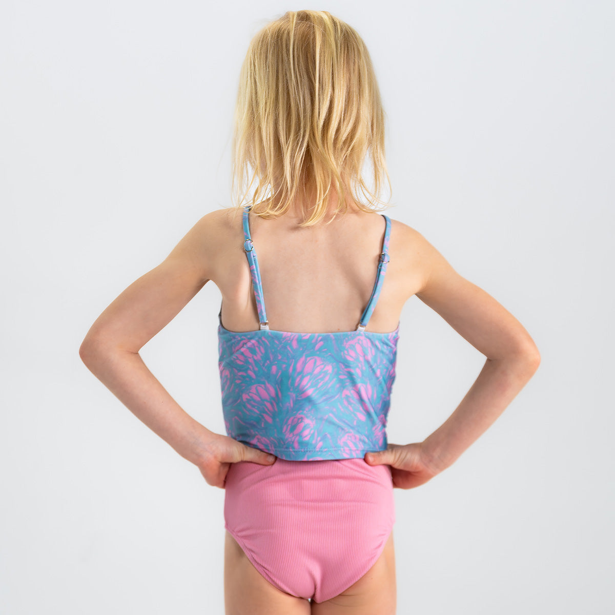 Girls High Neck Crop Tankini Top - Stylish Swimwear for Beach, Pool & Summer Activities