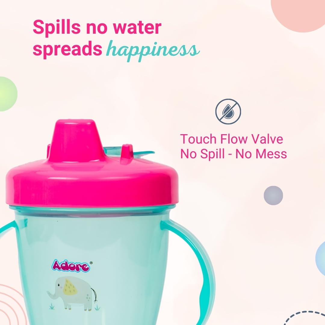 Adore Birdy Leakproof Spout Sippy Cup for Babies & Toddlers | 250ml Baby Water Bottle with Handle | Anti-Spill Drinking Cup for Kids 6-12 Months | BPA-Free Training Cup for Daycare, Travel & On-the-Go (Blue)