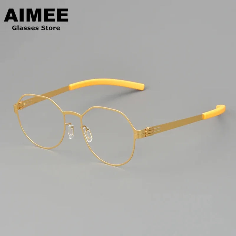 Aimee Women's Full Rim Polygon Round Screwless Steel Eyeglasses 4943 - Stylish & Lightweight Eyewear for Work, Reading & Everyday Use