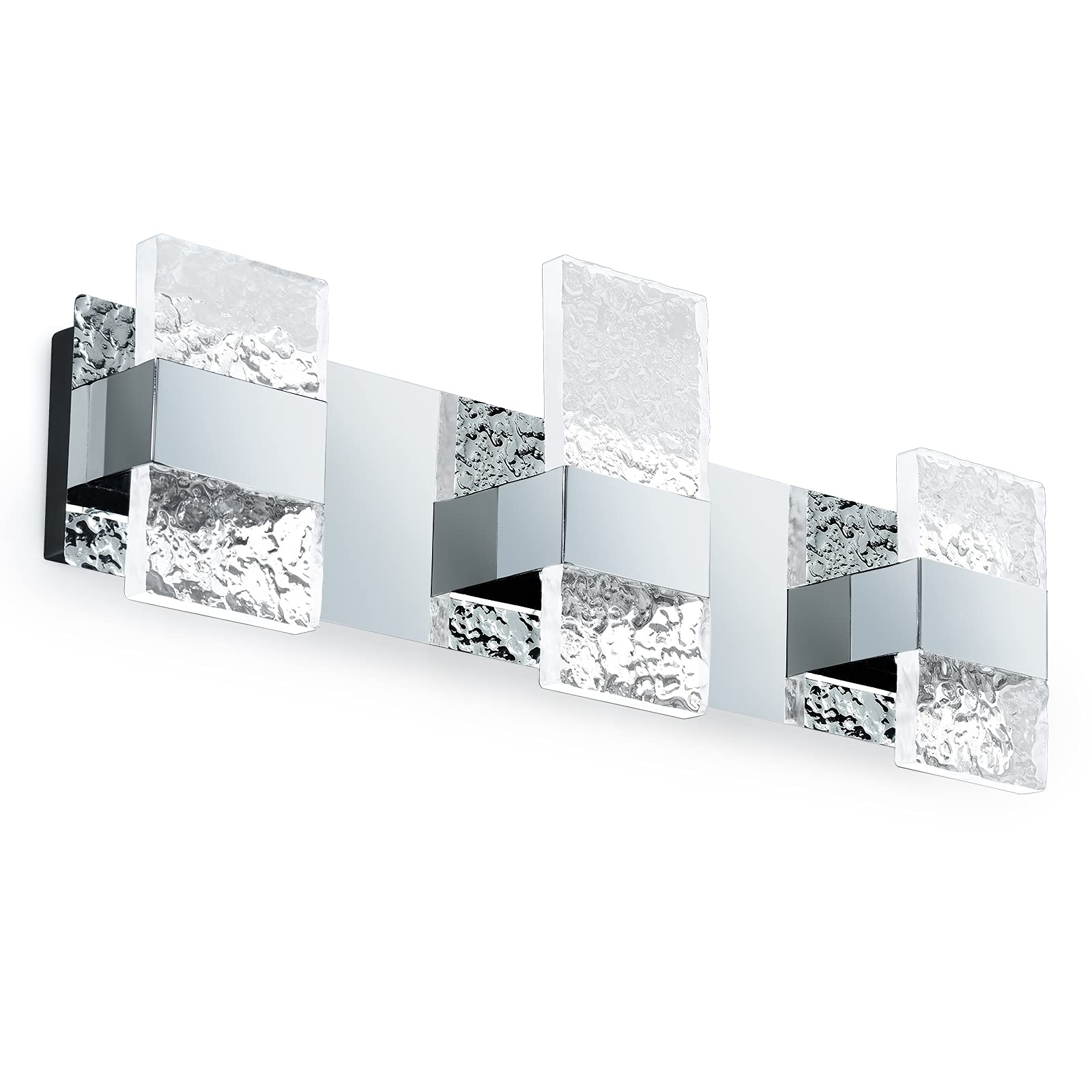 Modern 3-Light Dimmable LED Vanity Bathroom Lighting Fixtures - 18W 6000K Up and Down Light for Mirror, Acrylic & Stainless Steel Design - Perfect for Bathroom Makeover, Spa-Like Ambience, and Contemporary Home Decor