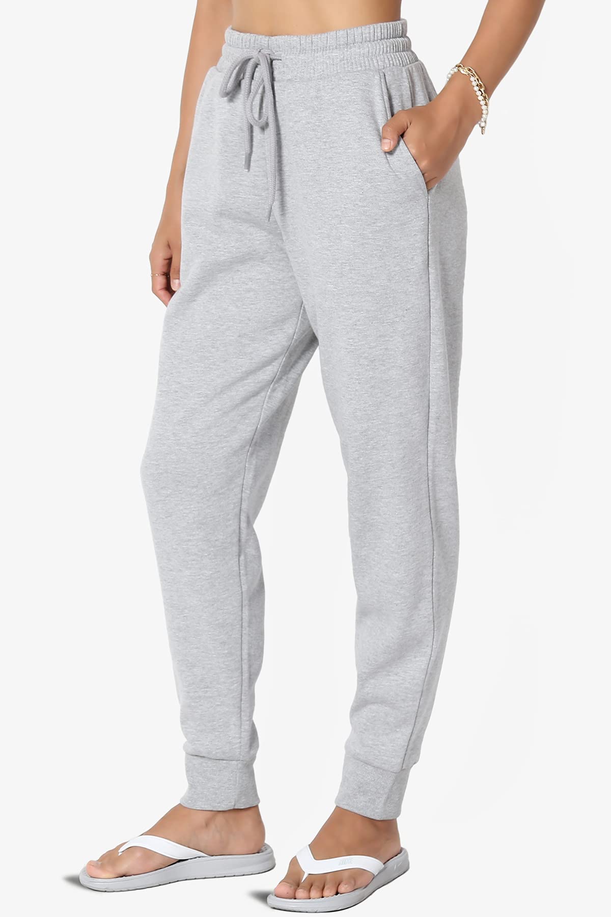 TheMogan Active Lounge Comfy Cotton Blend Drawstring Waist Jogger Sweatpants for Women - Soft Casual Workout Pants with Pockets, Perfect for Yoga, Running, Travel & Lounging at Home