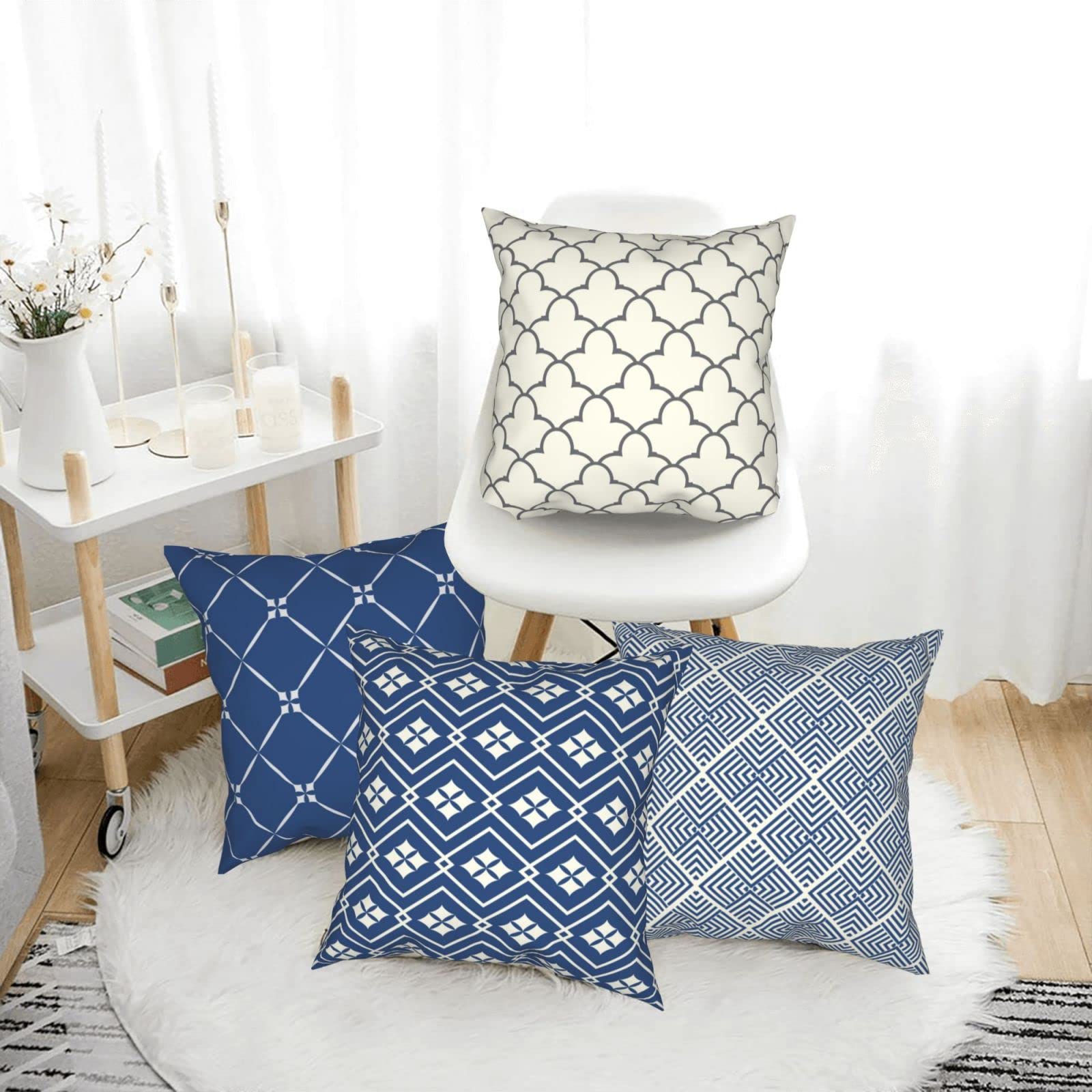 Boho Pattern Print Throw Pillow Covers 20x20 Inches - Decorative Cushion Cases for Sofa, Bed, Chair & Car - Soft Cotton Home Decor Accent Pillows for Living Room, Bedroom & Office