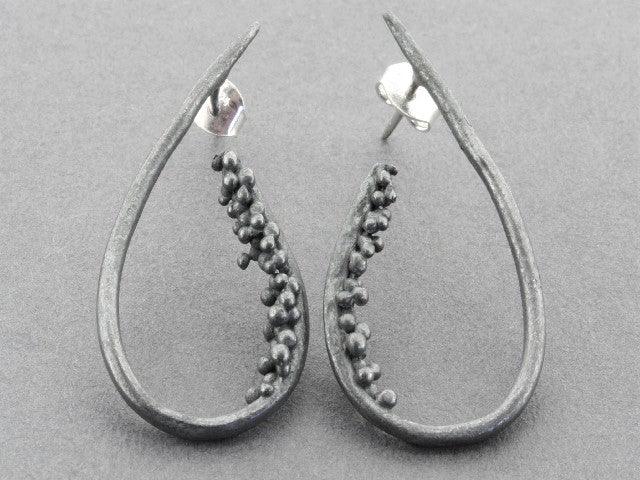Beaded Teardrop Earrings in Oxidized Silver - Elegant Boho Jewelry for Women, Perfect for Parties, Weddings & Everyday Wear