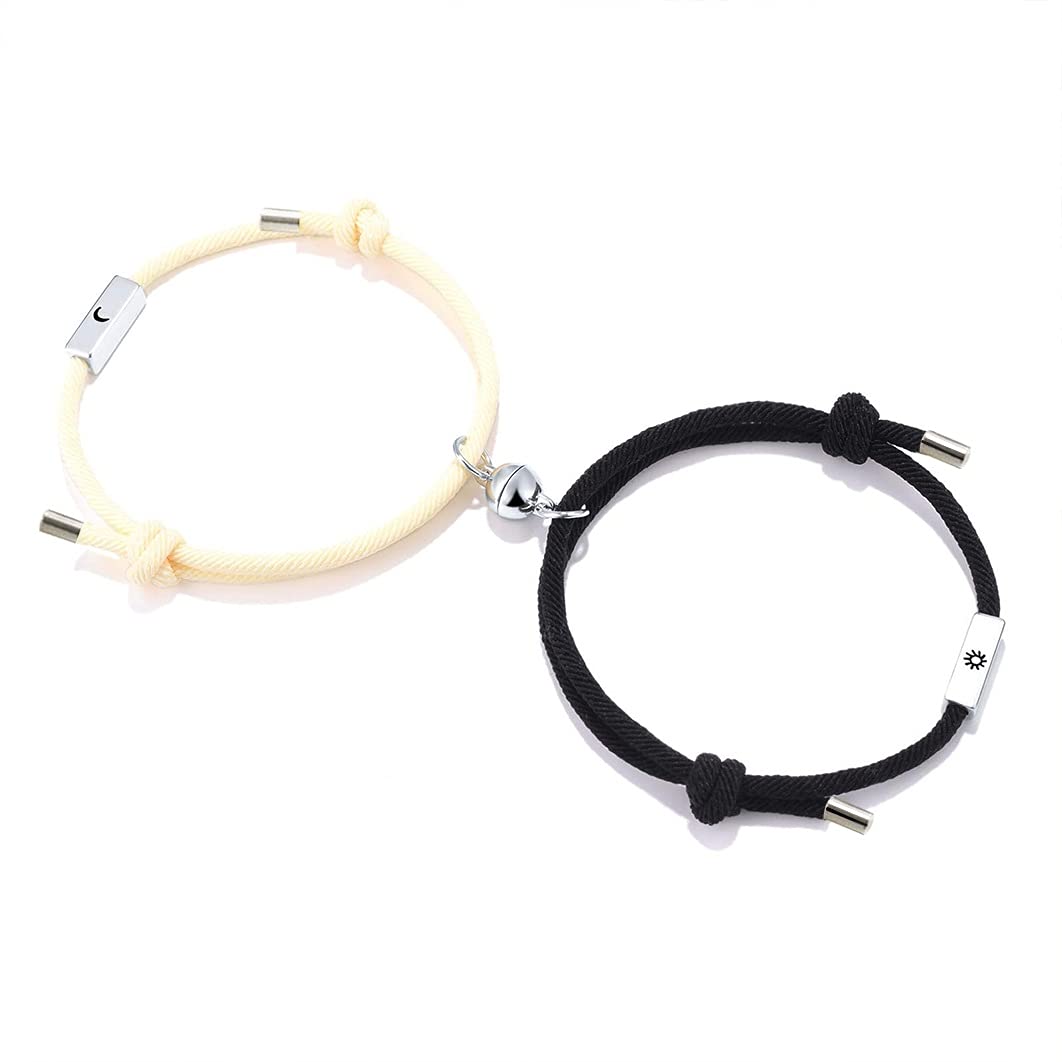 2Pcs Matching Couples Bracelets for Women & Men - Romantic Heart Love Bracelet Set for Boyfriend & Girlfriend, Best Friend Gifts - Perfect for Anniversaries, Valentine's Day & Date Nights