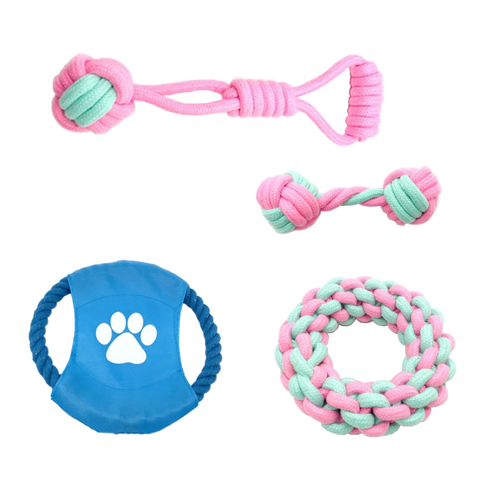 Durable Dog Chew Rope Toys - 4 Pack Interactive Puppy Chewing Toys for Small & Medium Dogs - Perfect for Teething, Training, and Playtime Indoors/Outdoors