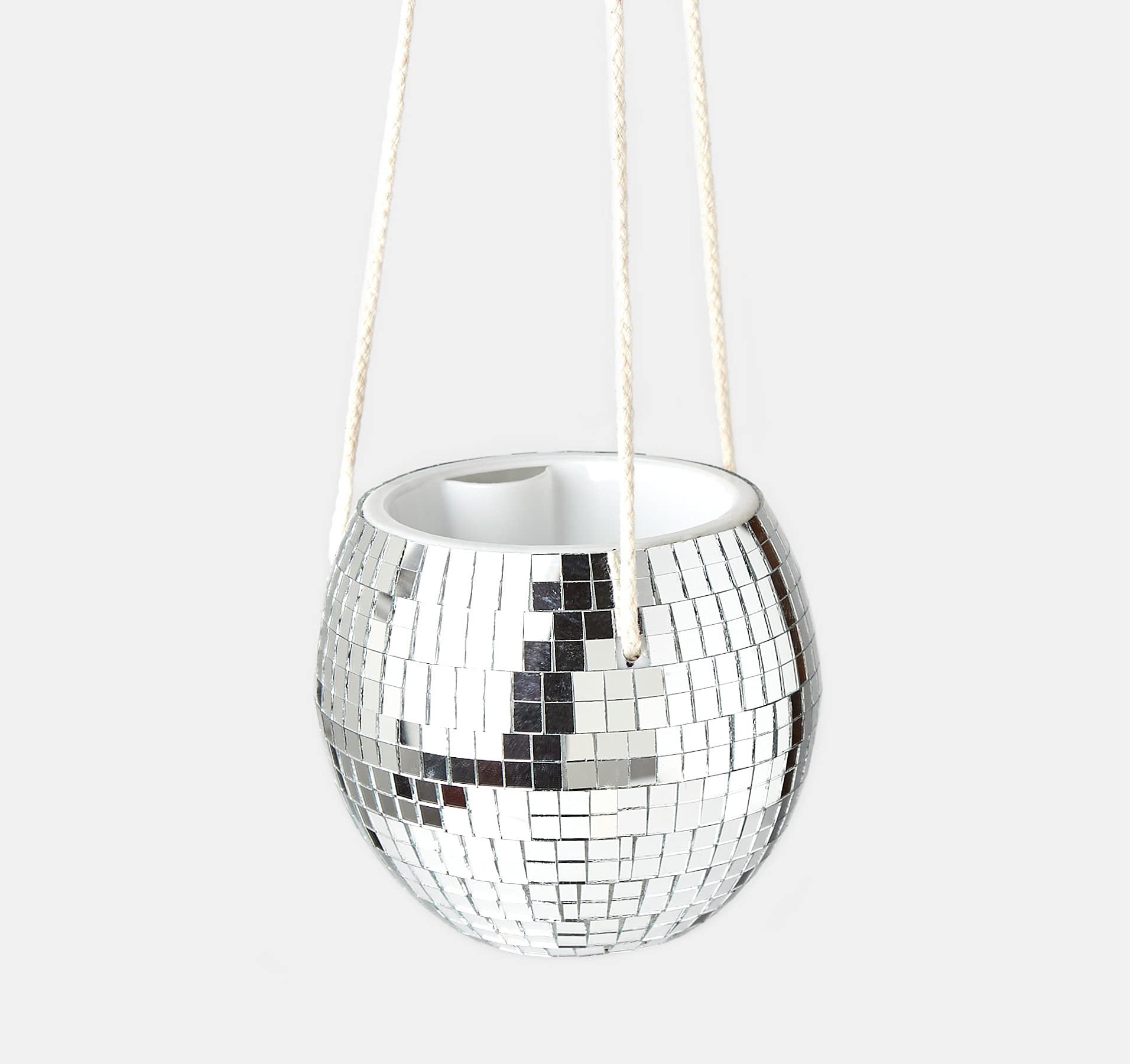 Disco Ball Hanging Planter - 6 Inch Self Watering Flower Pot for Indoor Plants | Modern Home Decor for Living Room, Bedroom & Office | Unique Plant Holder with Reflective Mirror Design