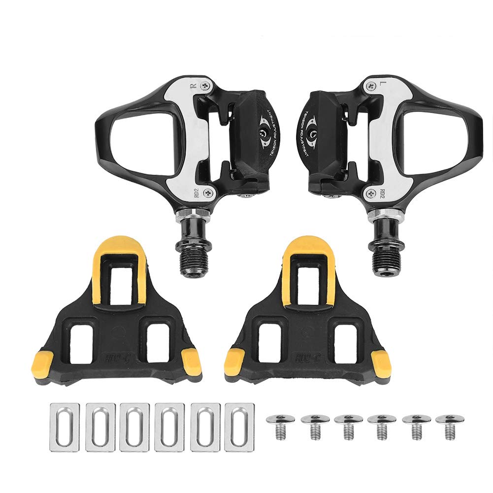 Dilwe Road Bike Cleats Pedals - 1 Pair Self-Locking Cycling Pedals with Fittings for Mountain, BMX & City Bikes | Ideal for Road Racing, Commuting & Fitness Training