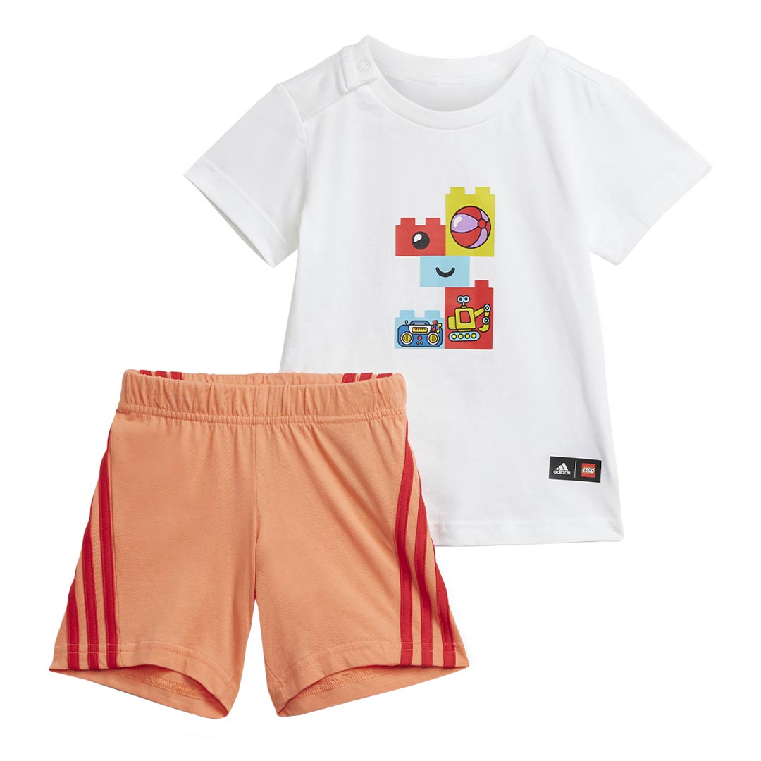 Adidas Kids' (Infant & Toddler) Adidas x LEGO Play T-Shirt & Shorts Set - HB4429 - Comfortable Athletic Outfit for Toddlers - Perfect for Playtime, Daycare & Outdoor Activities