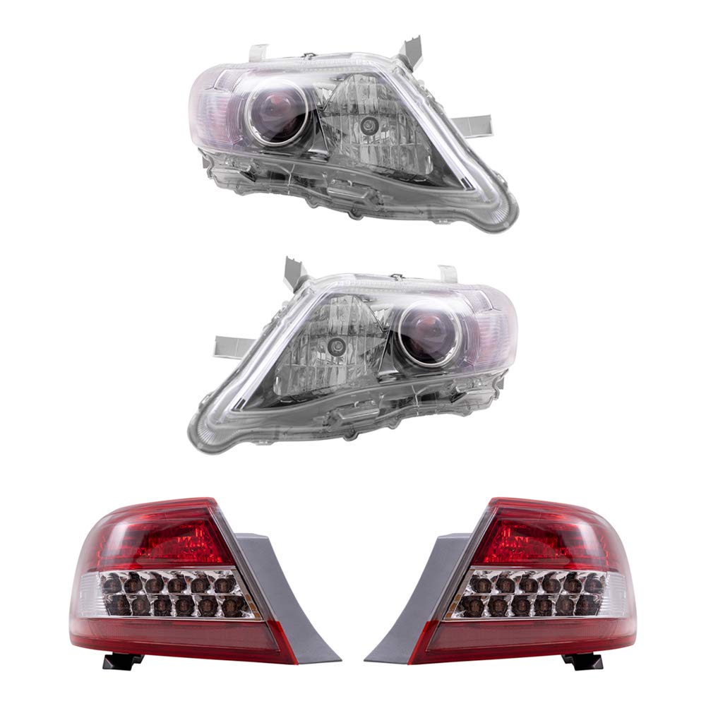 Smoked Lens Headlights & Quarter Mounted Tail Lights 4-Piece Set for 2010-2011 Toyota Camry SE (USA Built) - Replacement Driver & Passenger Side Lights for Enhanced Style and Visibility - Perfect for Night Driving and Car Customization