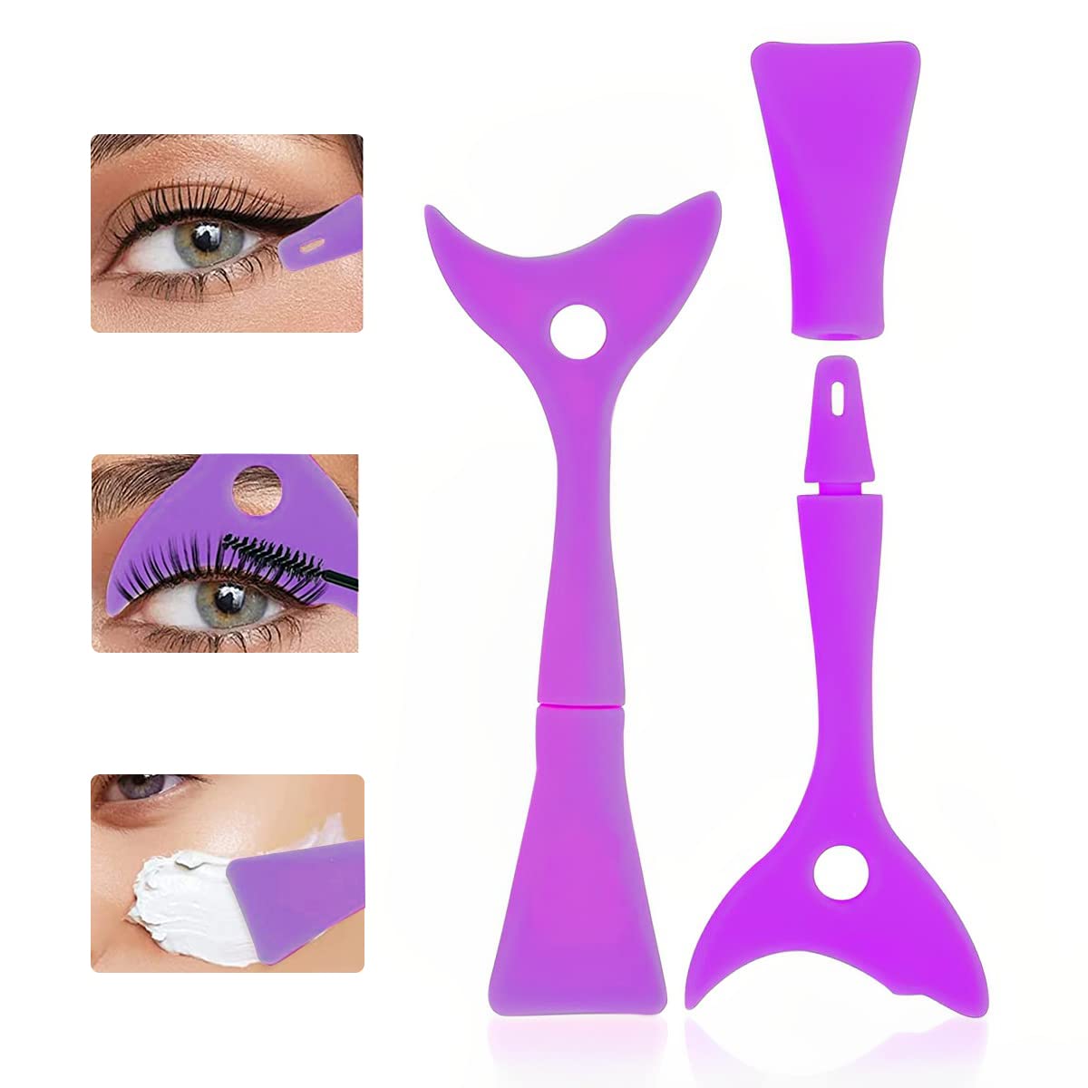 MAYCREATE® 3-in-1 Silicone Mascara Shield & Eyeliner Applicator - Reusable Detachable Eyelash Guard for Perfect Makeup Application | Ideal for Home, Travel & Professional Makeup Artists