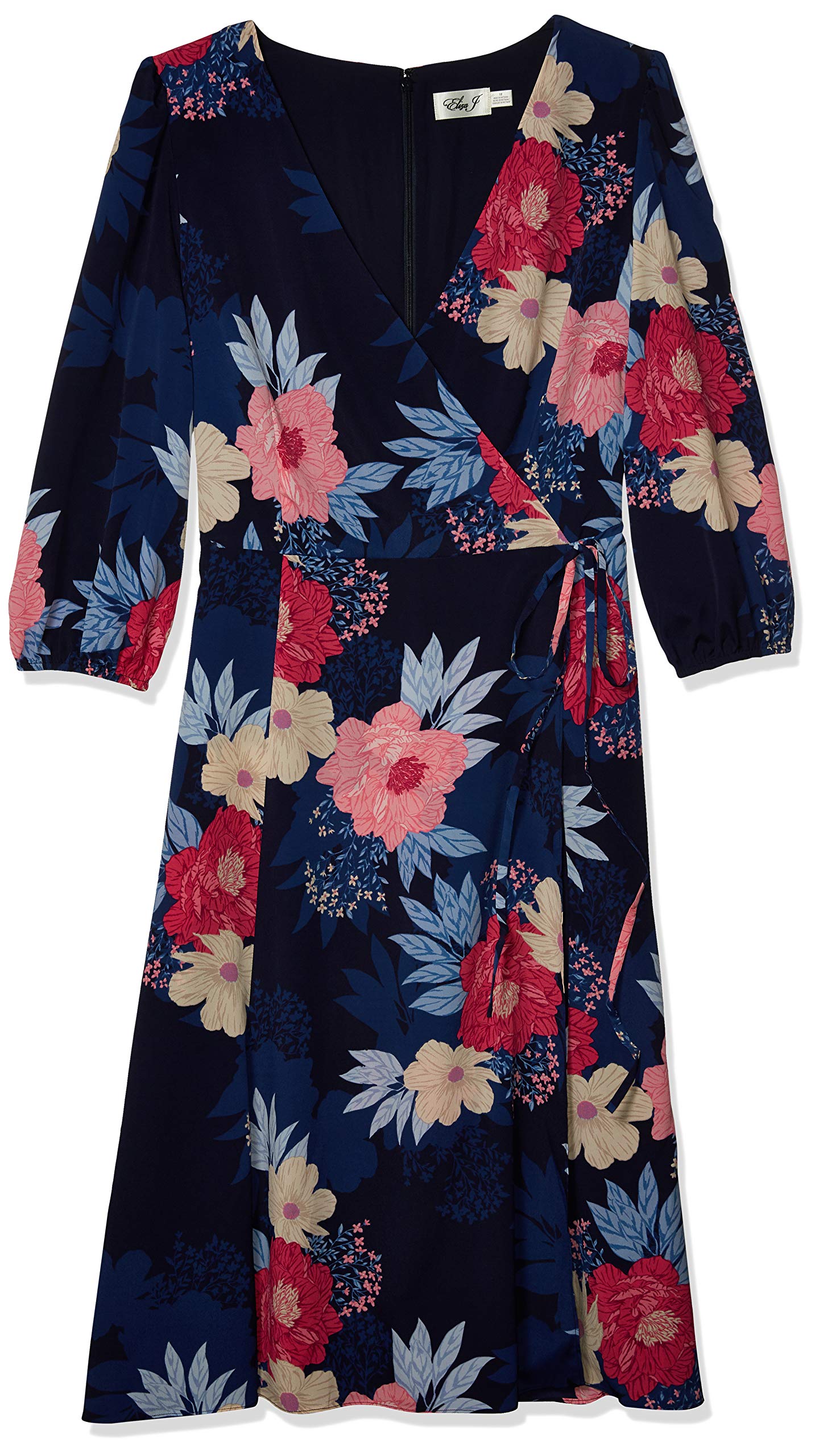 Eliza J Women's Floral Printed Midi Wrap Dress - Elegant Casual & Office Wear for Spring Summer