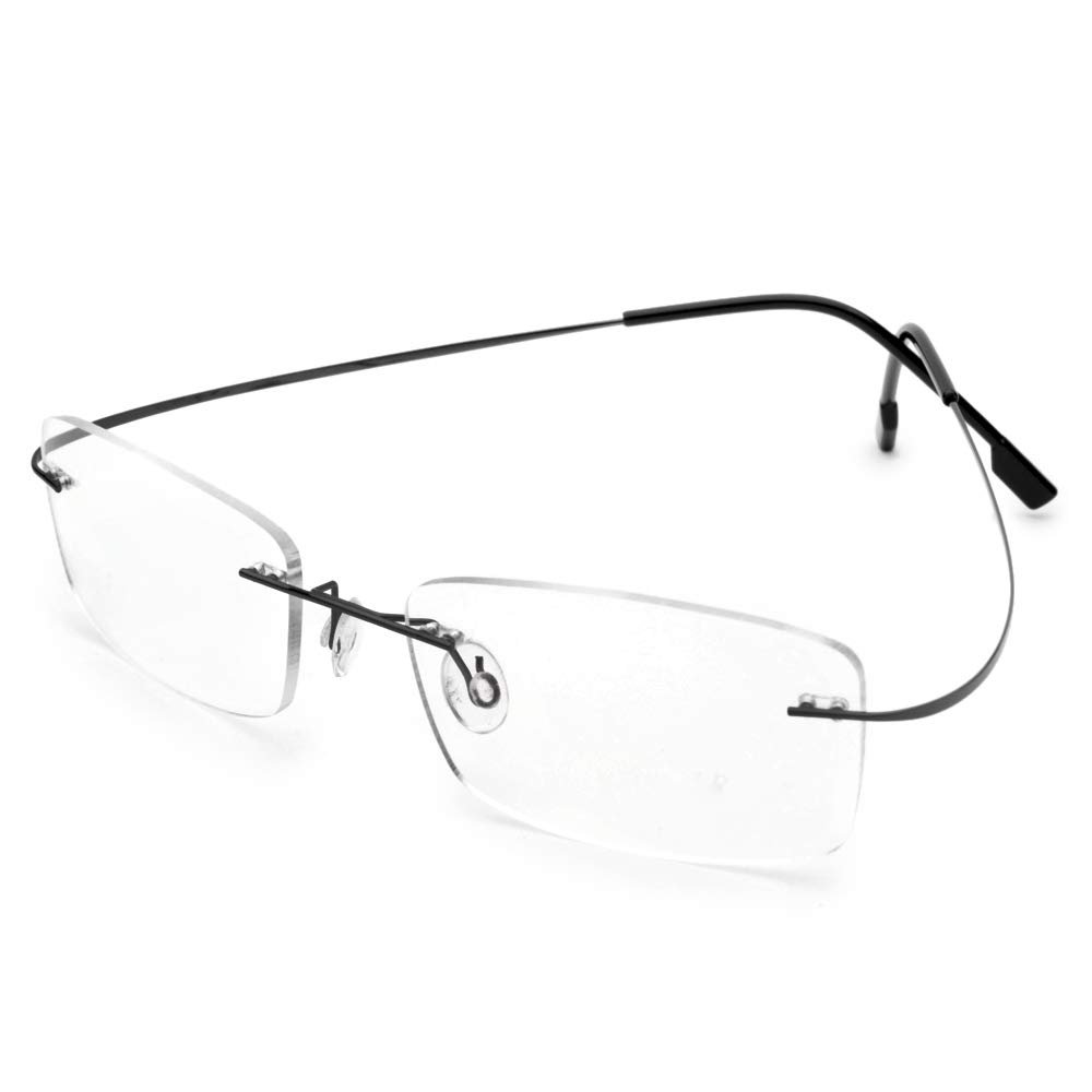 Flexible Titanium Alloy Computer Glasses - Blue Light Blocking Readers with Rimless Frame for Men & Women | Lightweight & Durable for Office Work, Gaming & Screen Time
