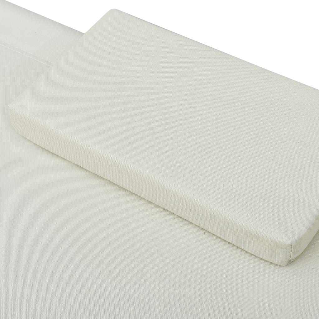 SKM Patio Lounge Bed with Canopy and Pillows - Cream White Outdoor Daybed for Poolside, Garden, or Backyard Relaxation