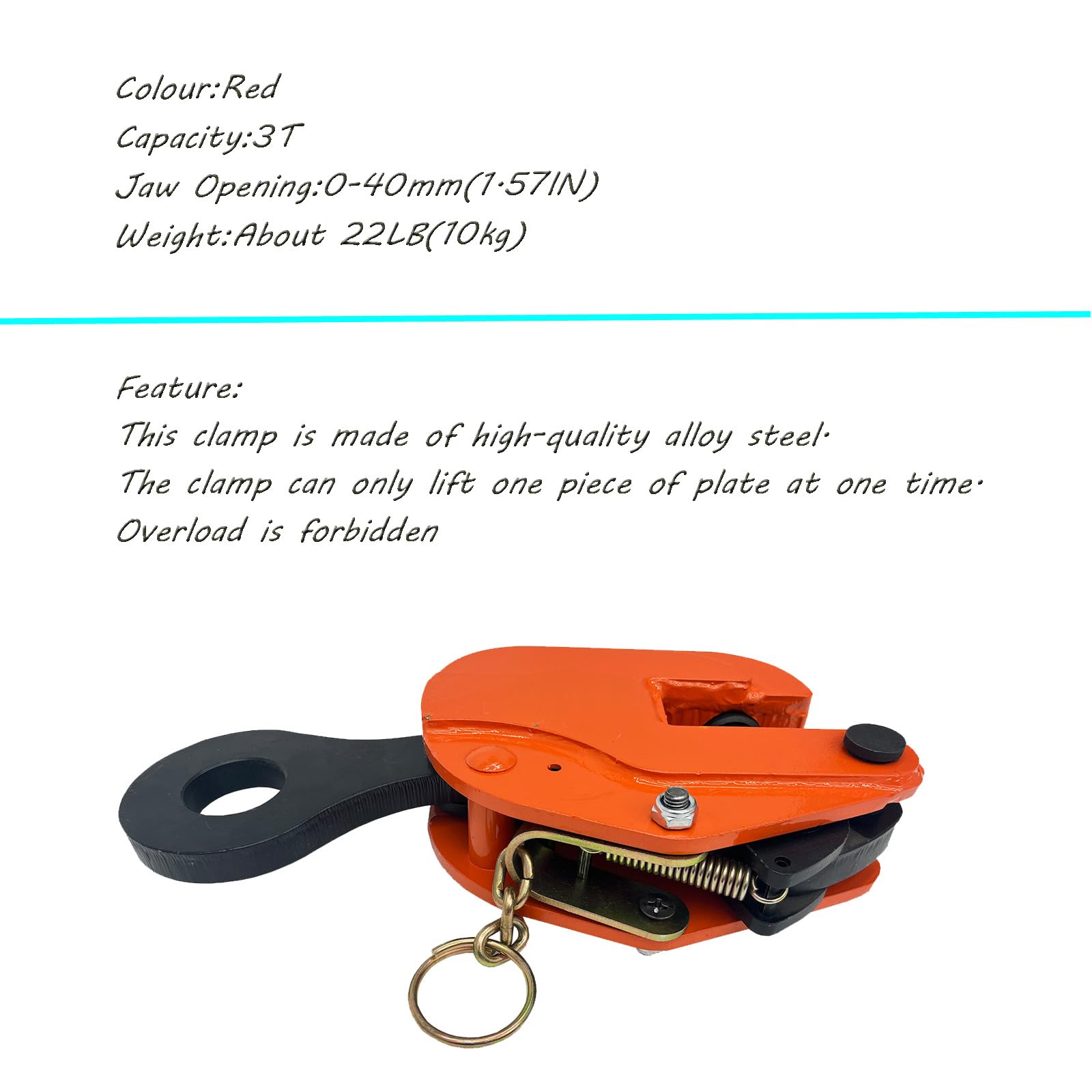 INTBUYING Vertical Plate Lifting Clamp with Lock - 6614lbs Capacity Heavy Duty Steel Plate Clamp for Sheet Metal, Industrial Hoist Hook & Chain Applications - Perfect for Construction, Manufacturing and Warehouse Material Handling