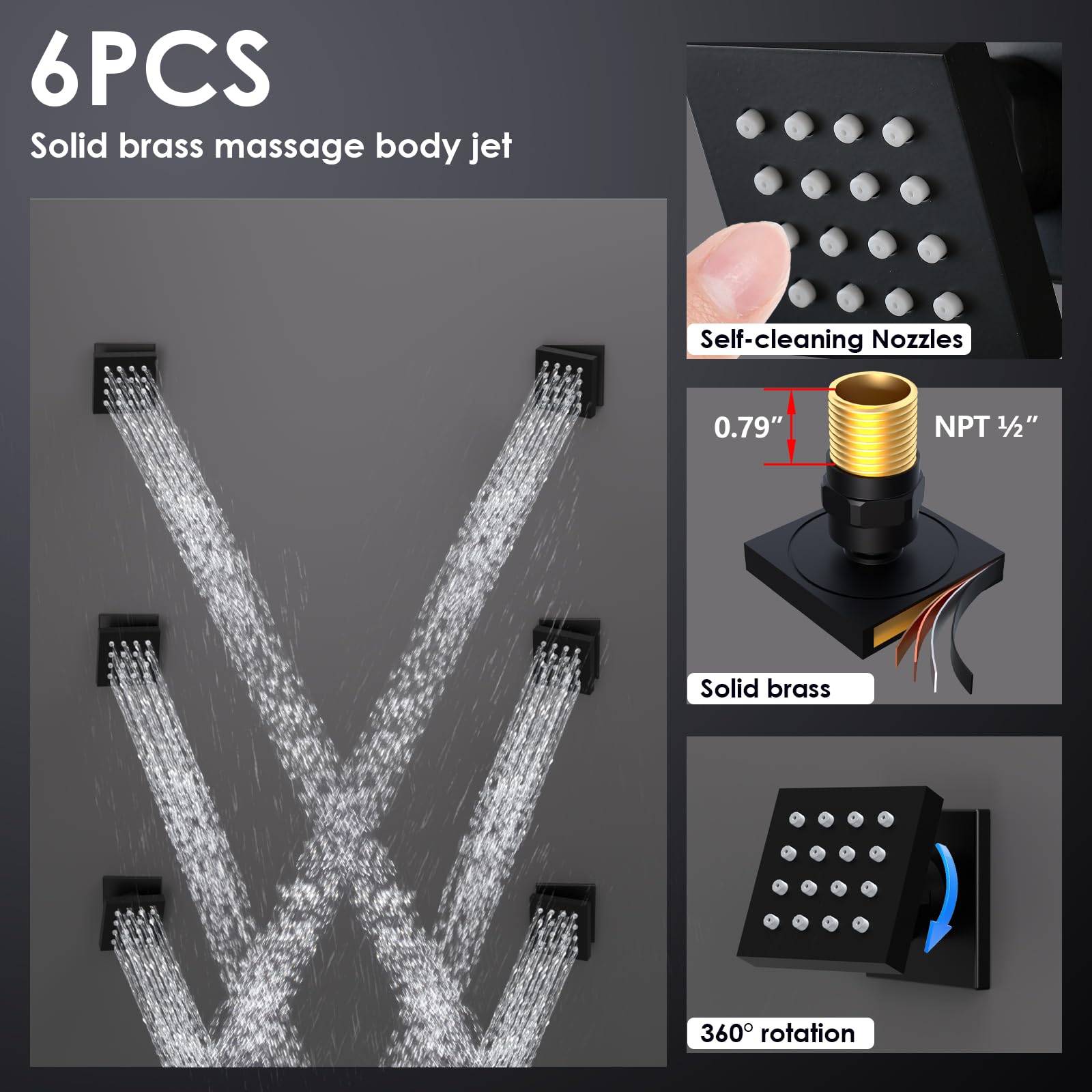 Premium Matte Black Enga Shower System with 12