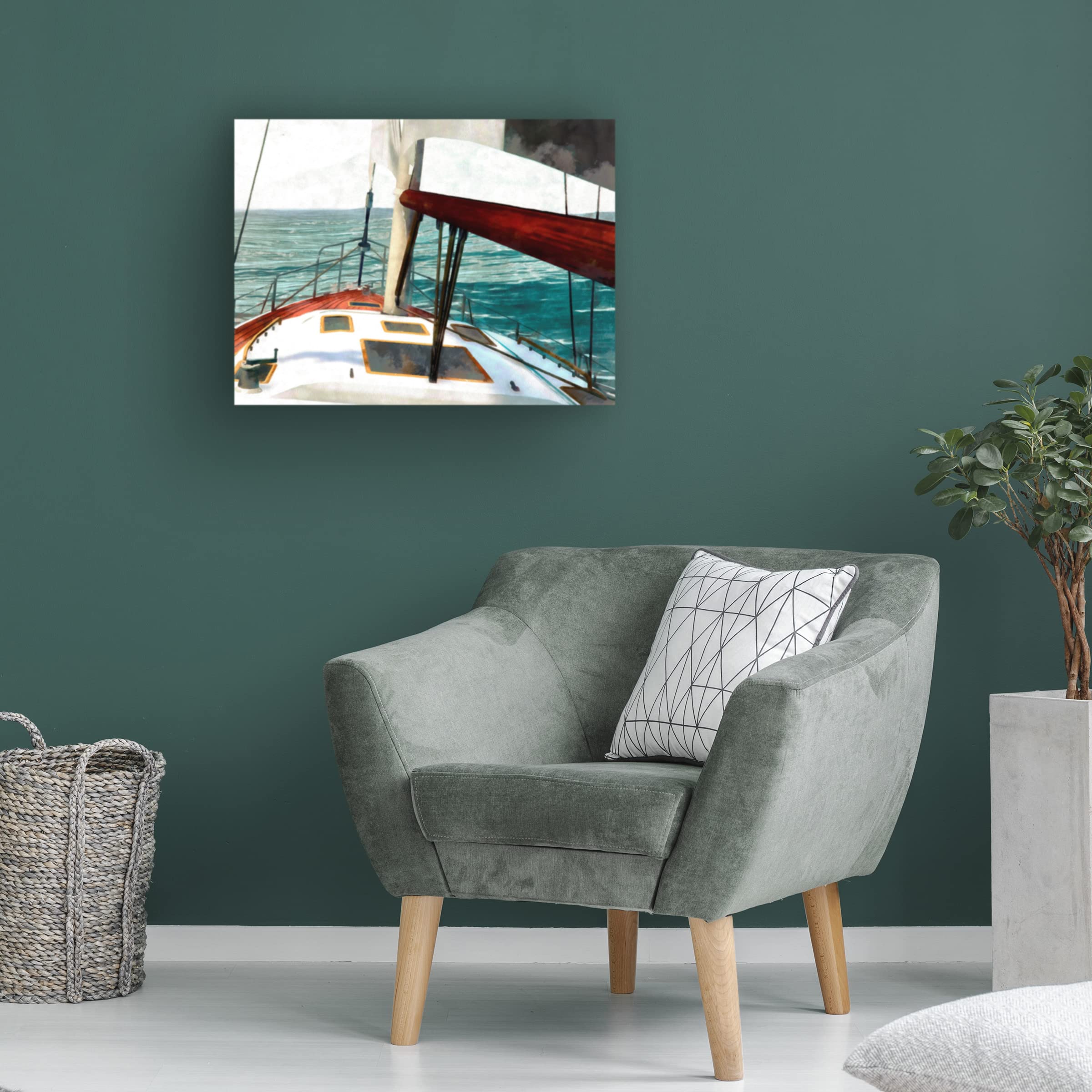 Trademark Fine Art 'Sailing The Seas II' Canvas Wall Art by Alonzo Saunders - Nautical Decor for Living Room, Bedroom & Office