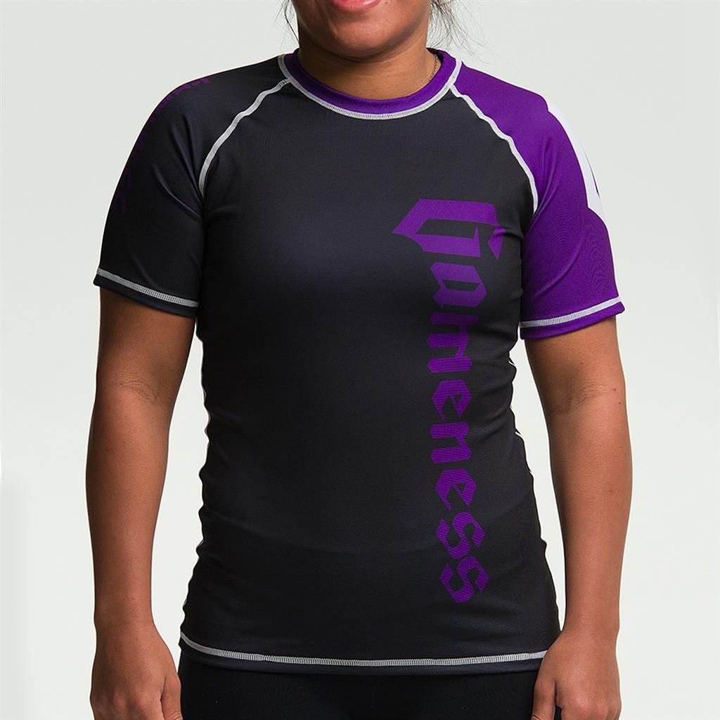 Gameness Women's Short Sleeve Pro Ranked Rash Guard - BJJ MMA Training, Grappling & No-Gi Jiu Jitsu Competition Wear